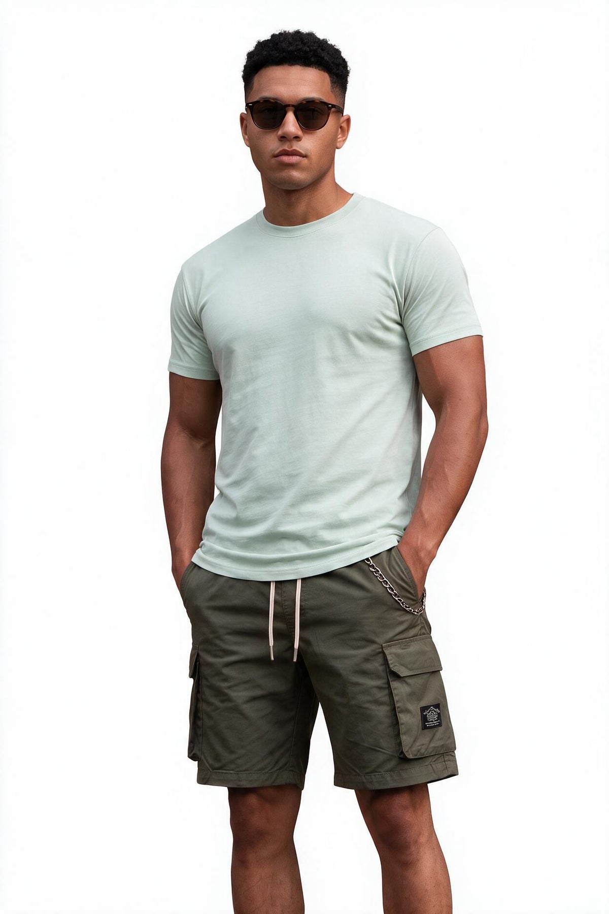 Olive Slim Fit Cargo Shorts