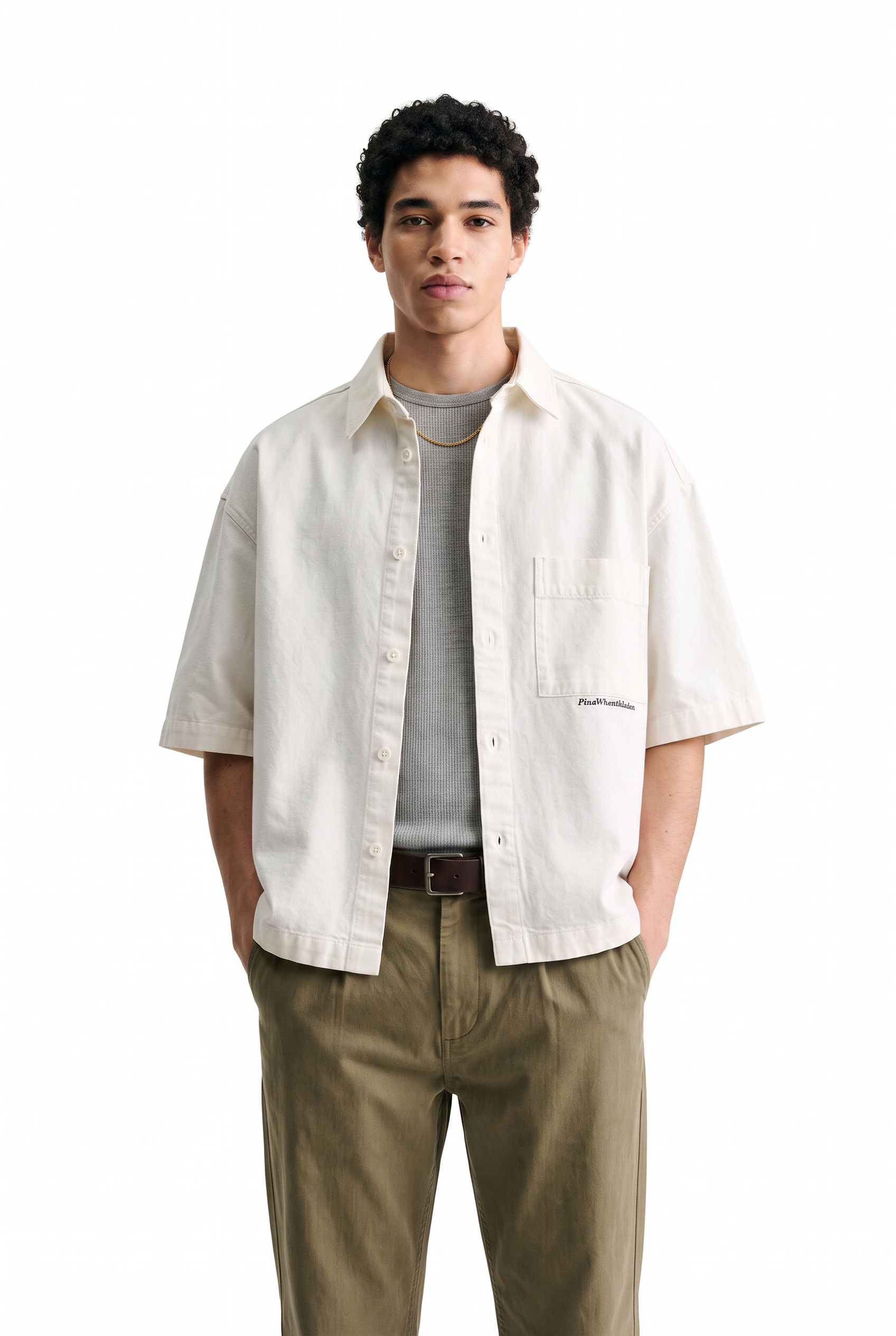 White Chest Pocket Casual Shirt