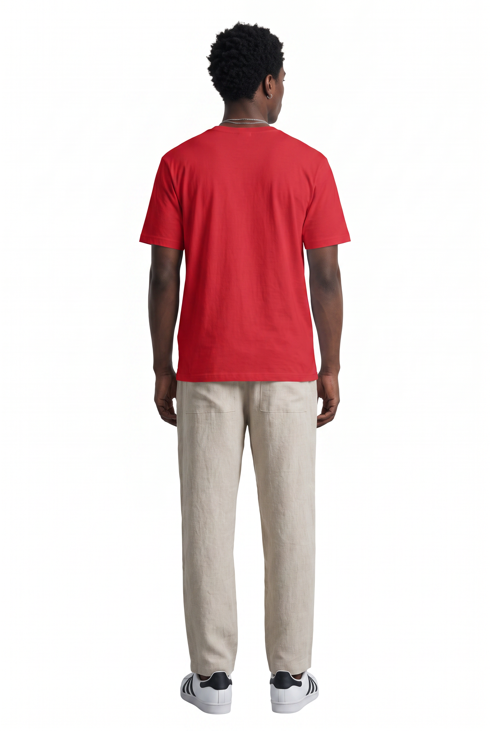 Beige Drawstring Straight Casual Trousers