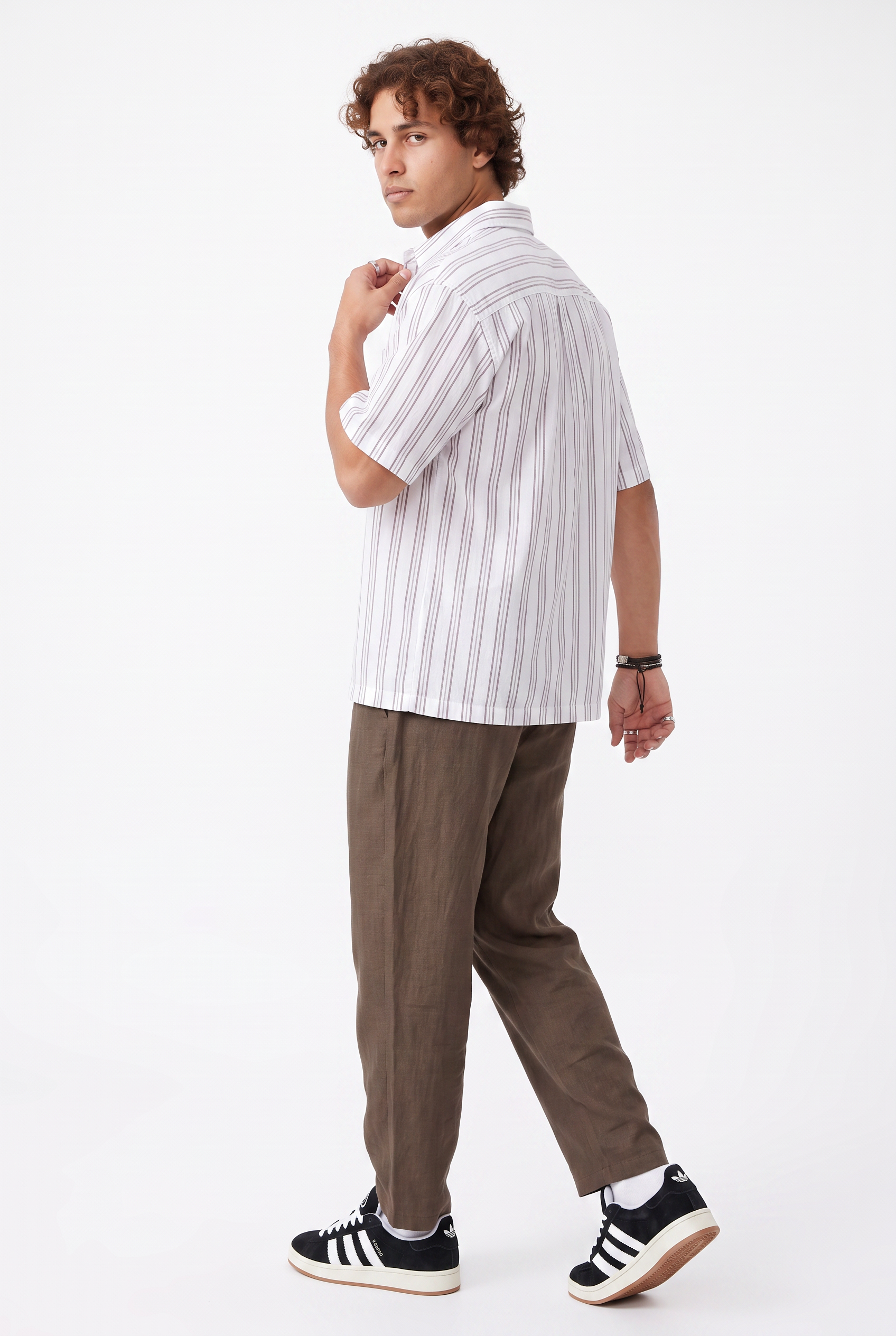 Brown Drawstring Casual Trousers