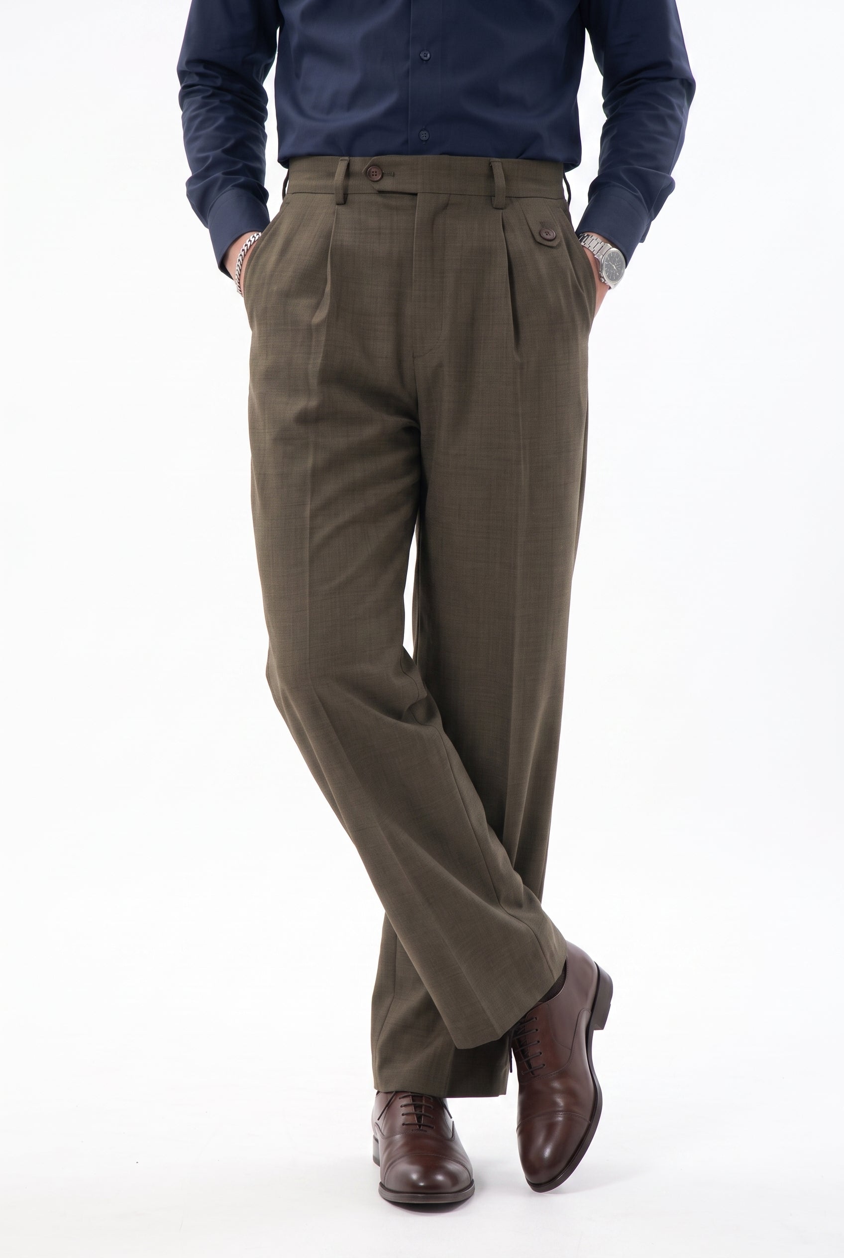 Brown Slim Flat-Front Formal Trouser
