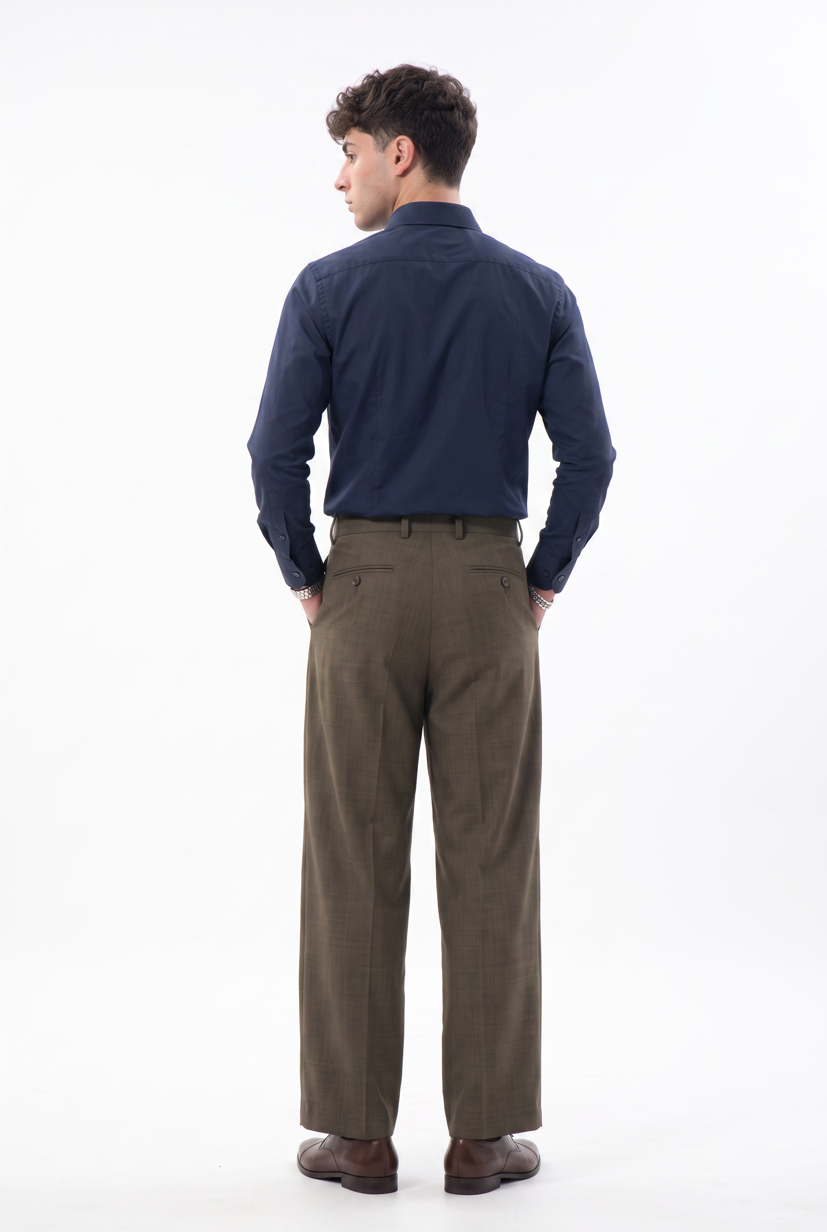 Brown Slim Flat-Front Formal Trouser