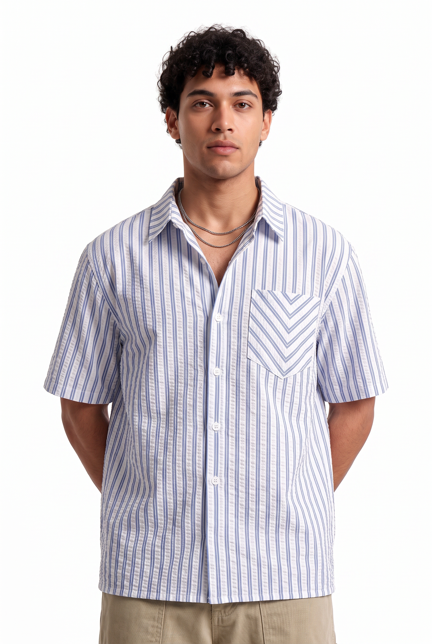 Sky Blue Chest Pocket Casual Shirt