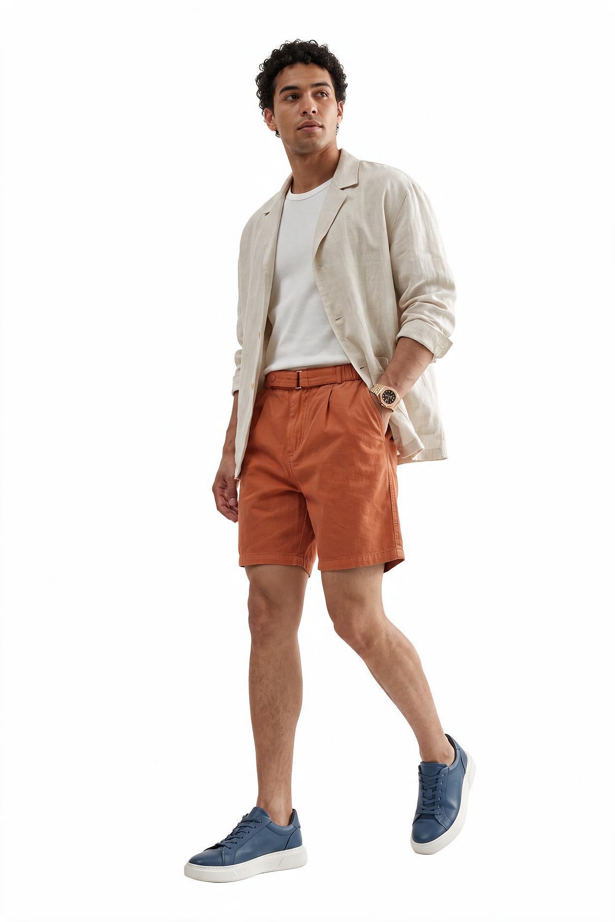 Orange Drawstring Jogger Shorts