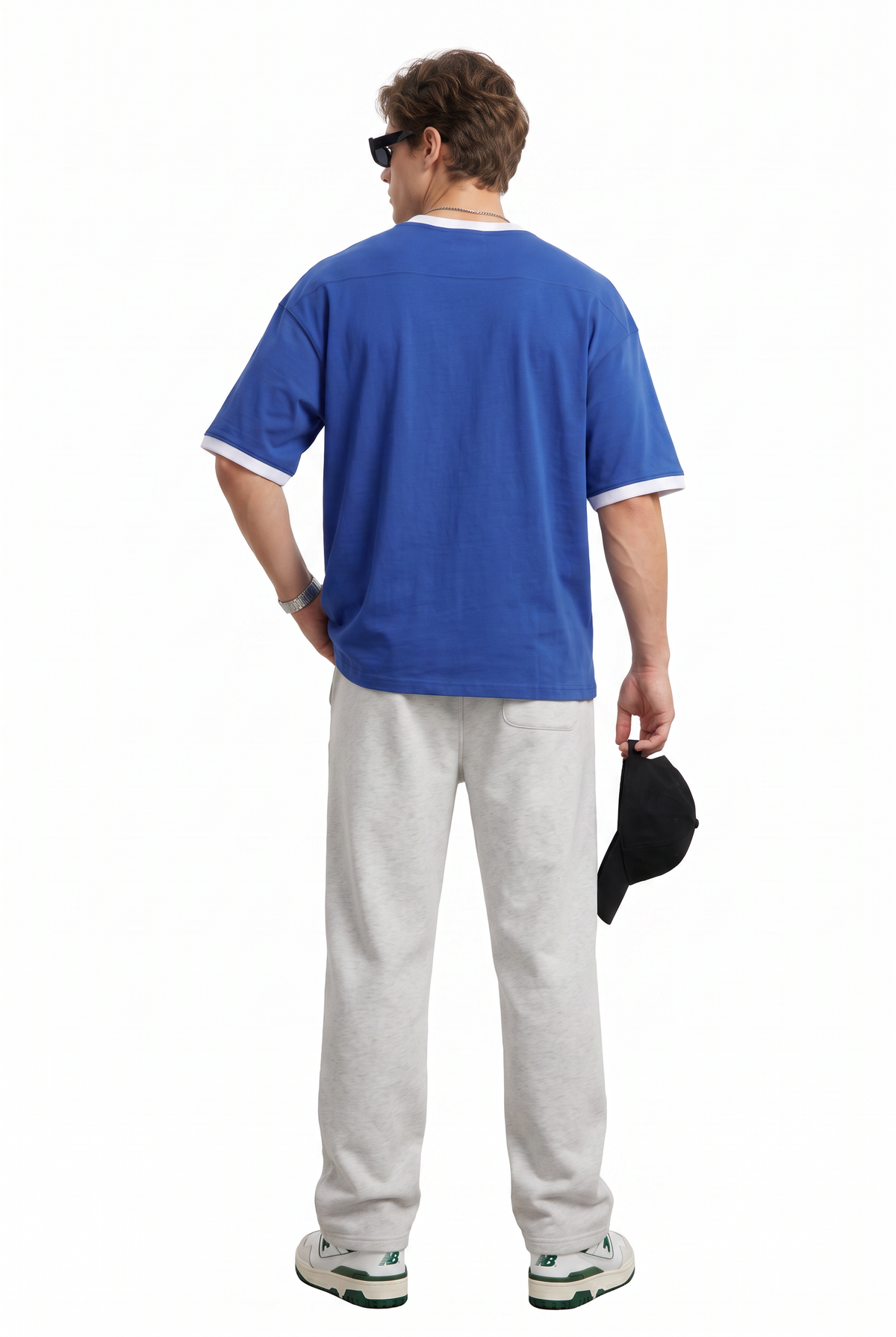 Oversized Blue Contrast Trim Tee