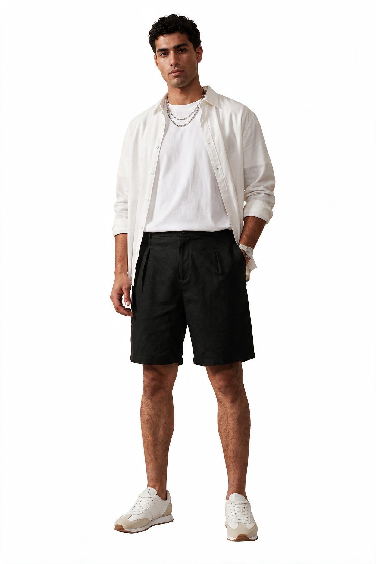 Black Drawstring Regular Shorts