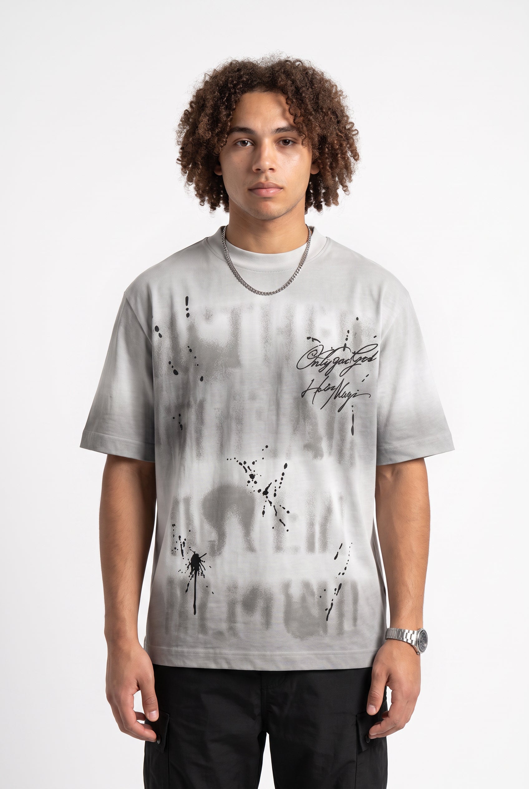 Grey Oversized Crew Neck Tee