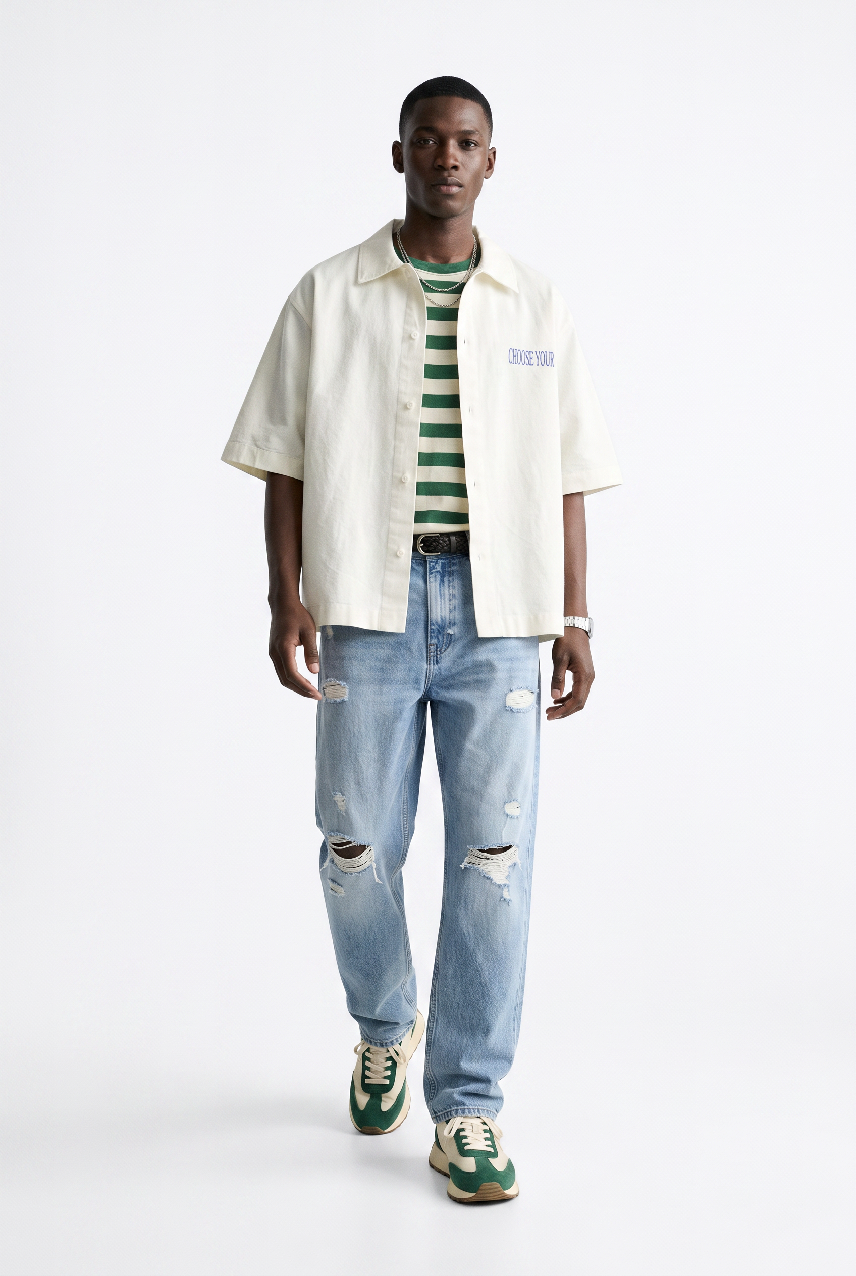 White Chest Pocket Casual Shirt