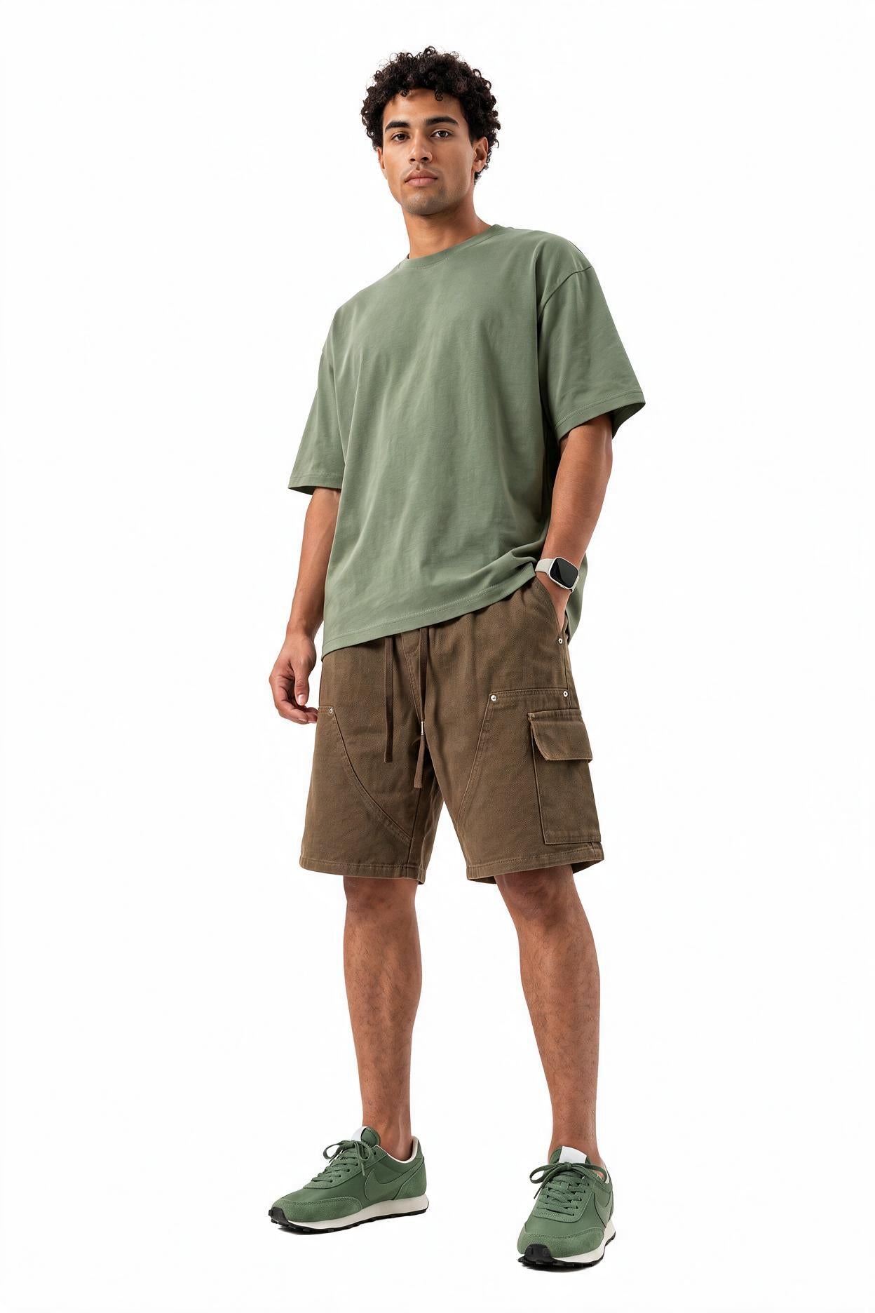 Brown Drawstring Regular Shorts