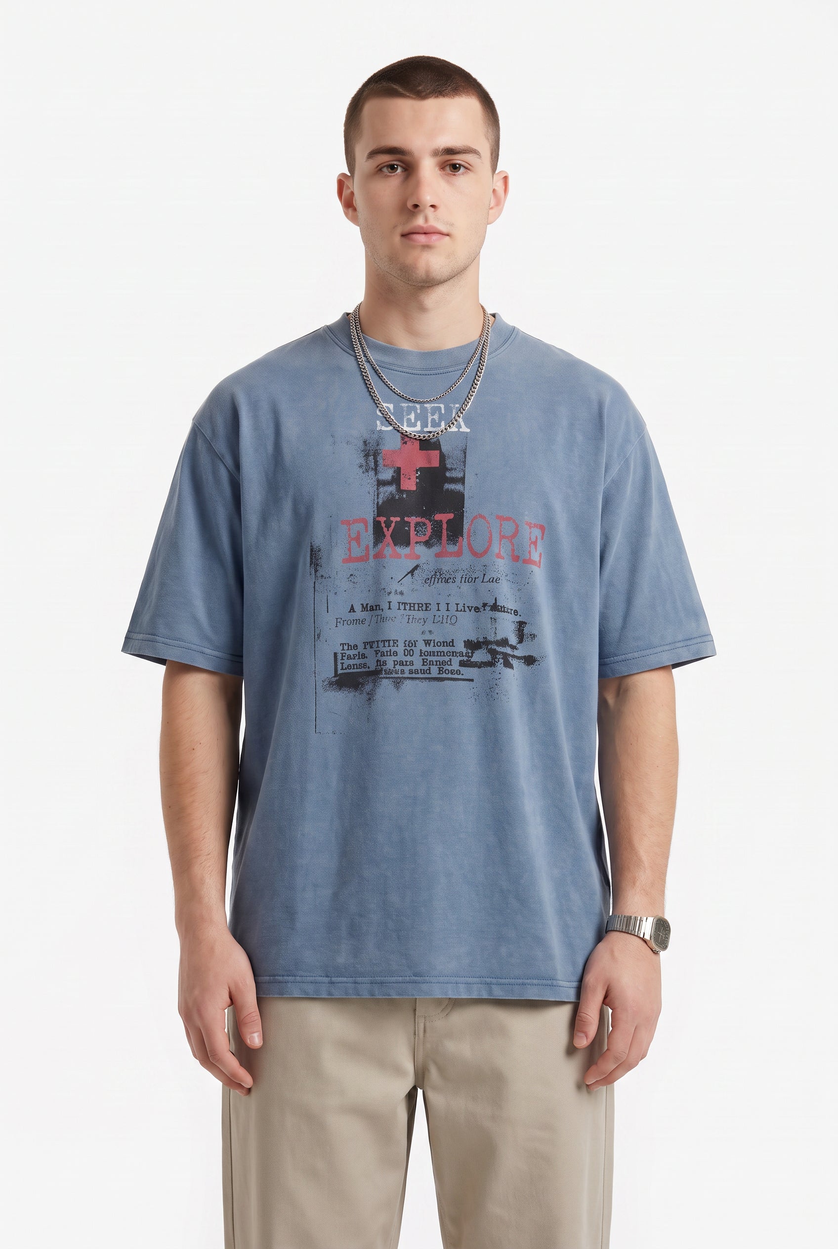 Steel Blue Chest Pocket Tee