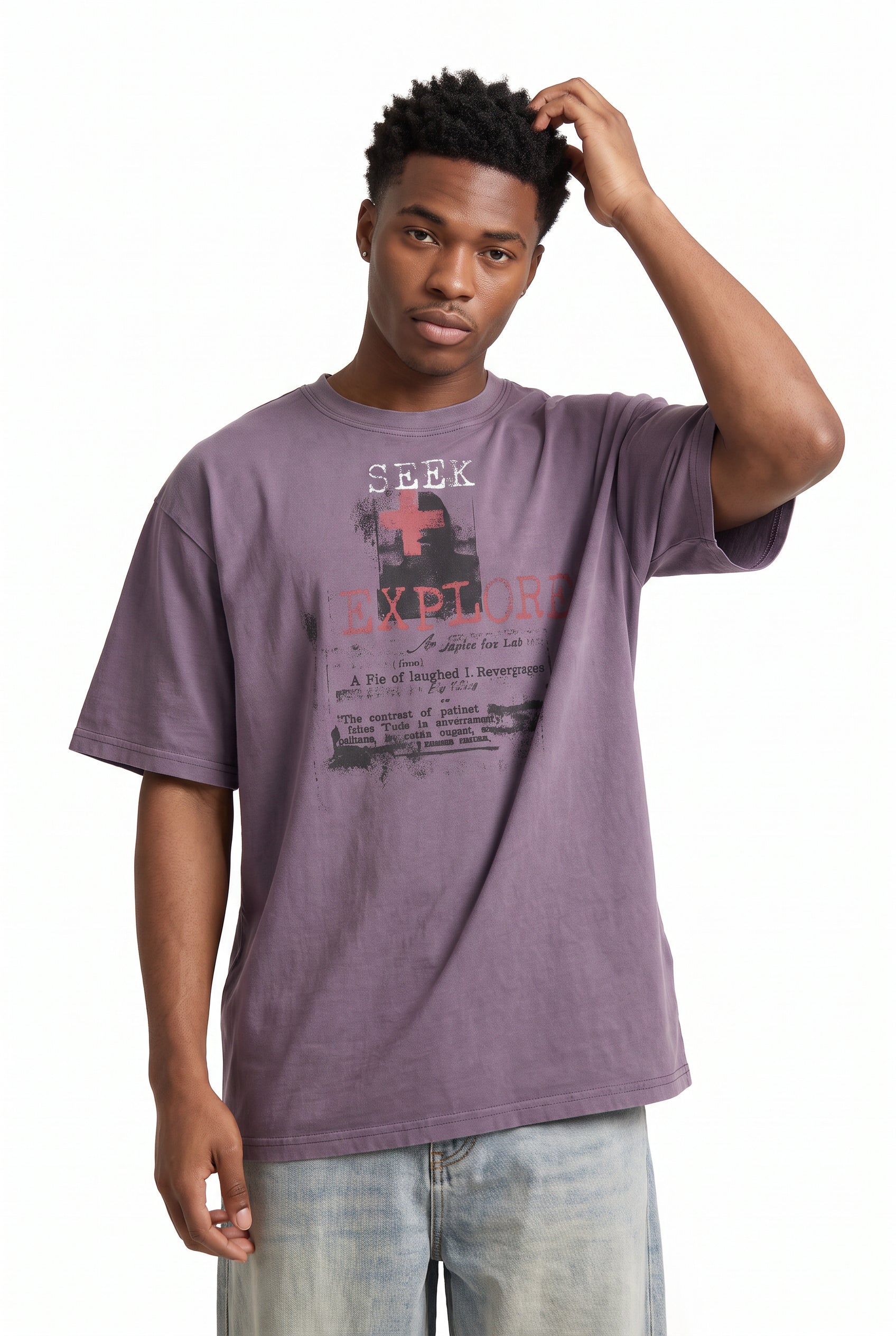 Purple Oversized Crew Neck Tee