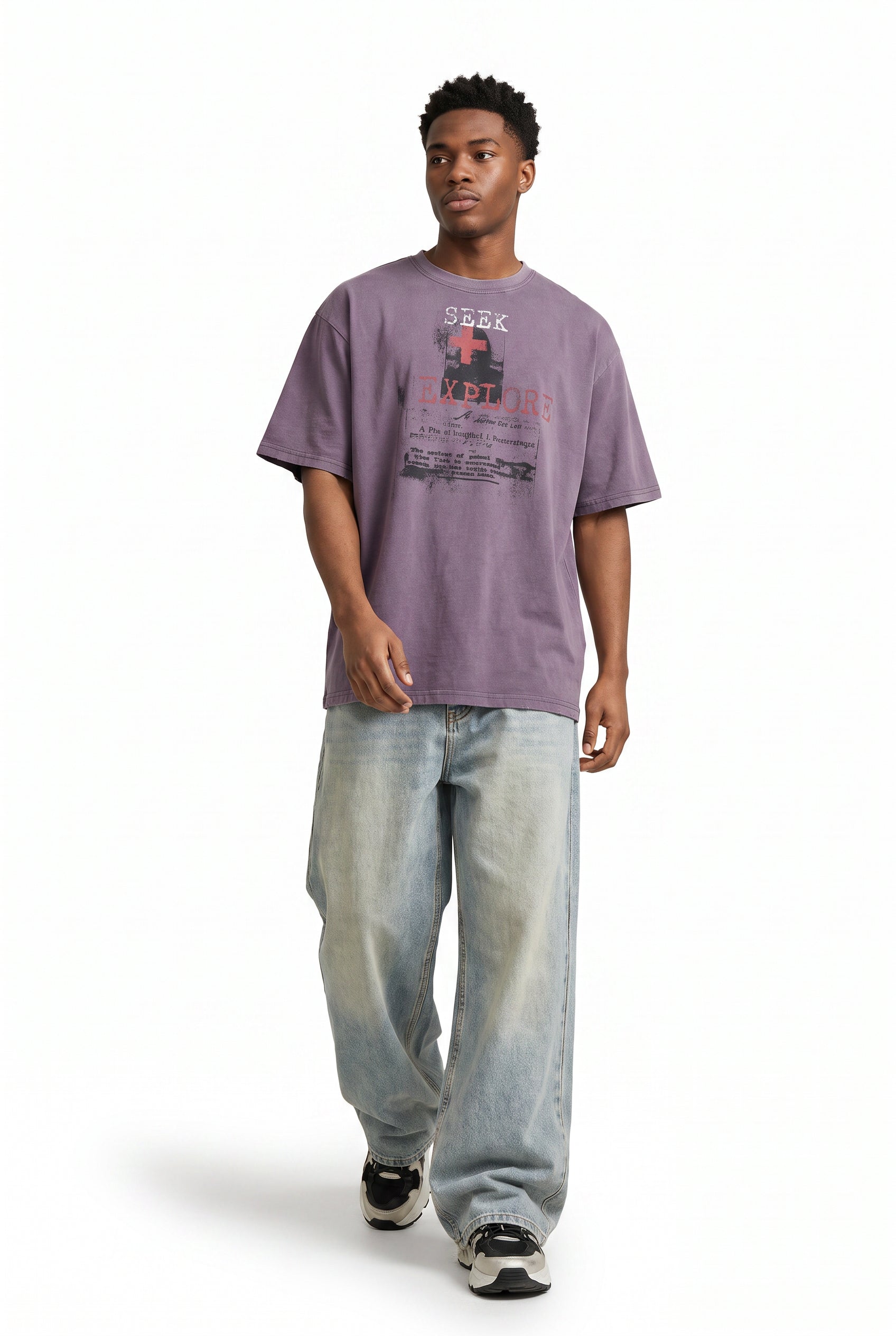 Purple Oversized Crew Neck Tee