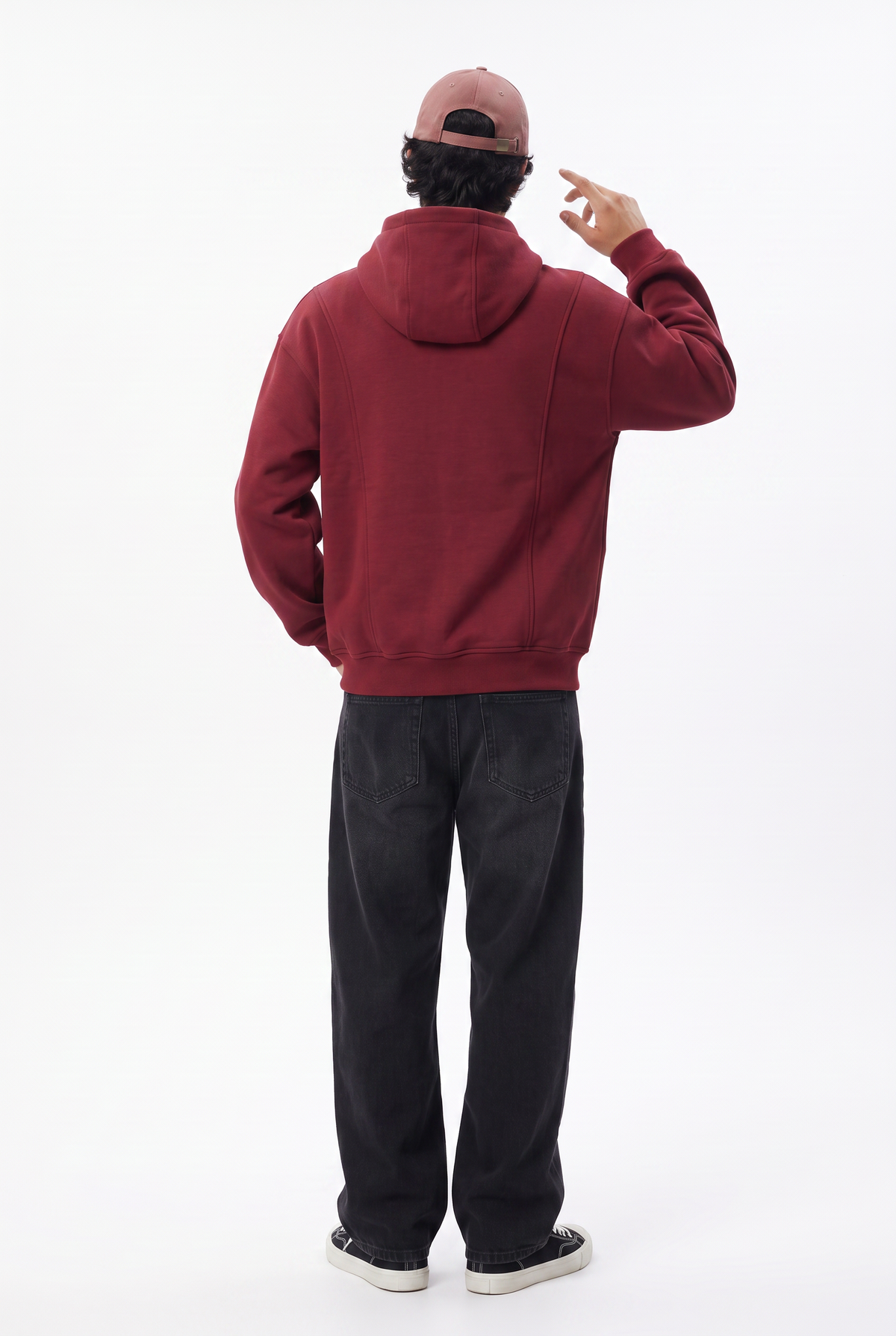 Burgundy Oversized Zip-Up Hoodie