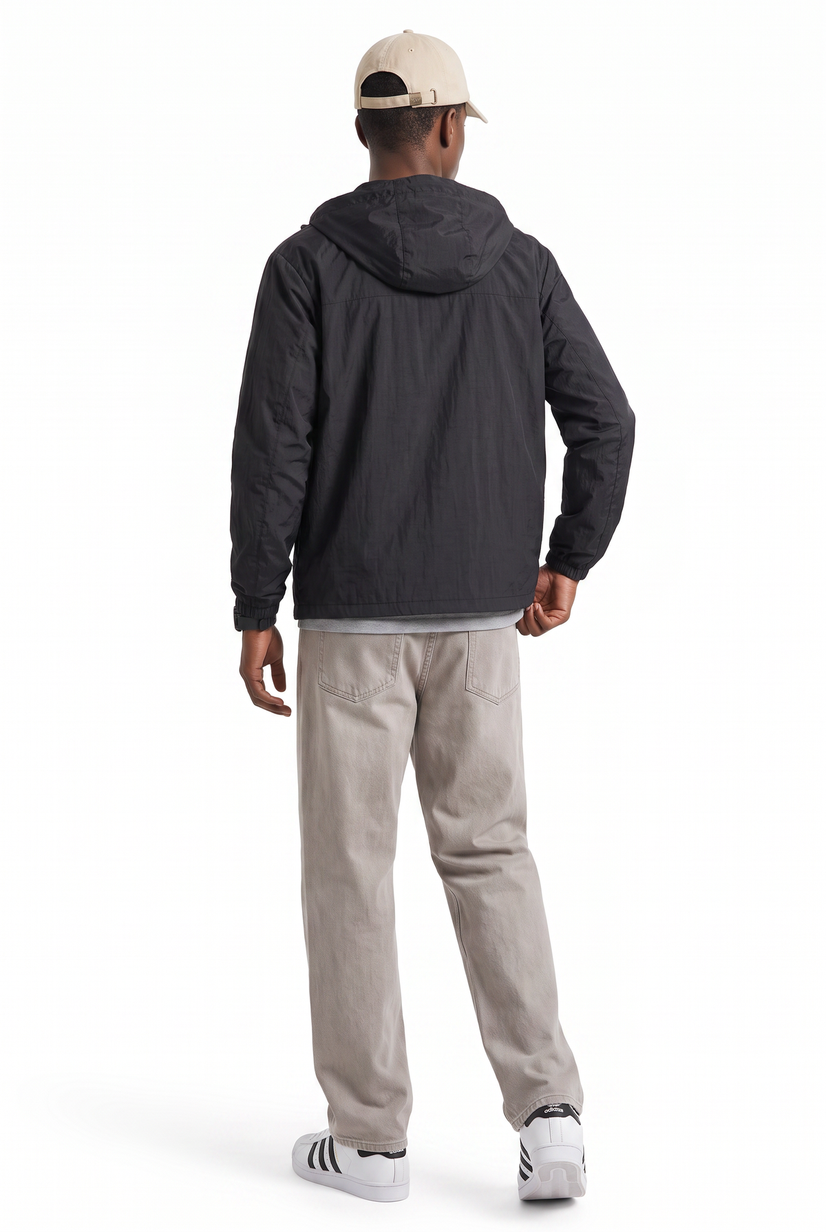 Ripstop Black Hooded Windbreaker Jacket