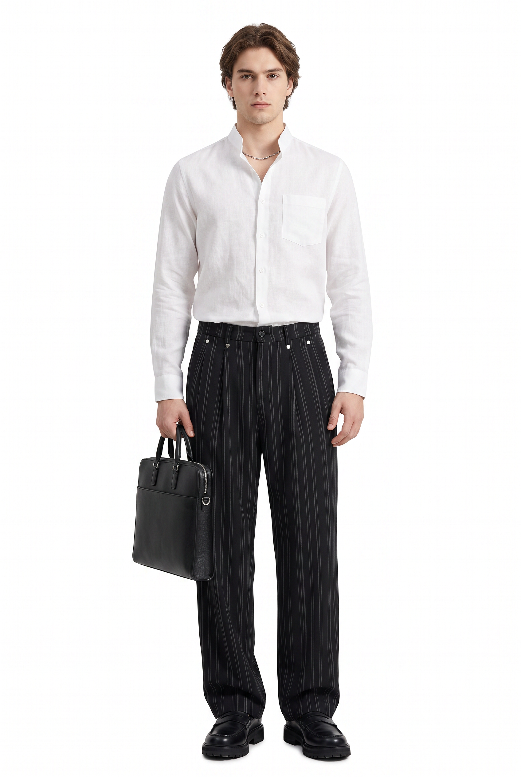 Black Slim Flat Front Formal Trousers