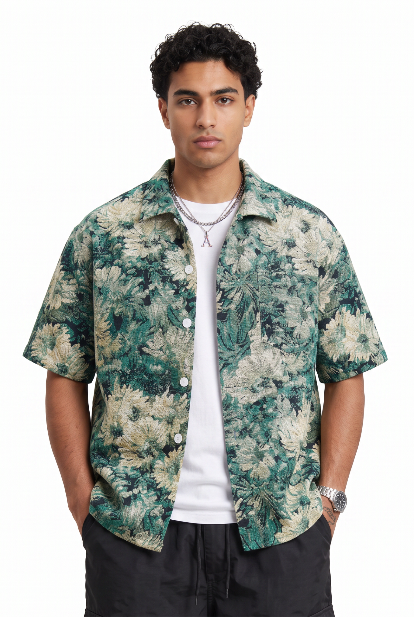 Olive Chest Pocket Casual Shirt
