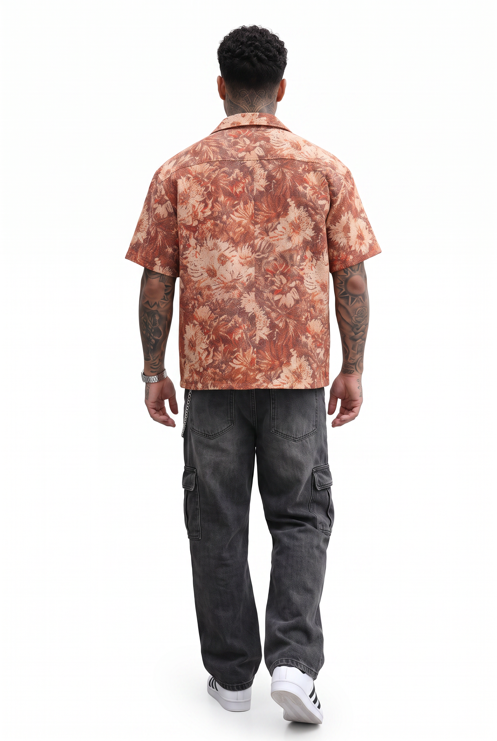 Orange Chest Pocket Casual Shirt