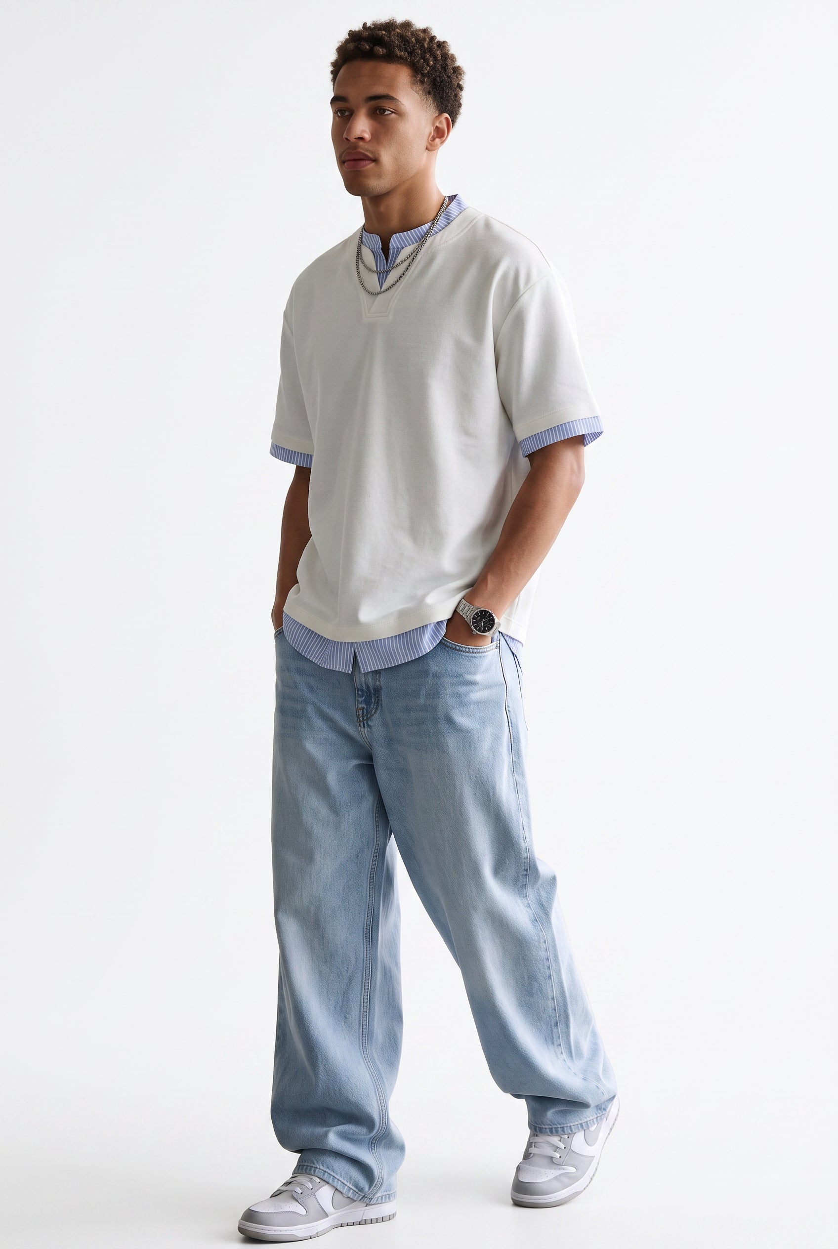 White Dropped Shoulder Oversized Tee