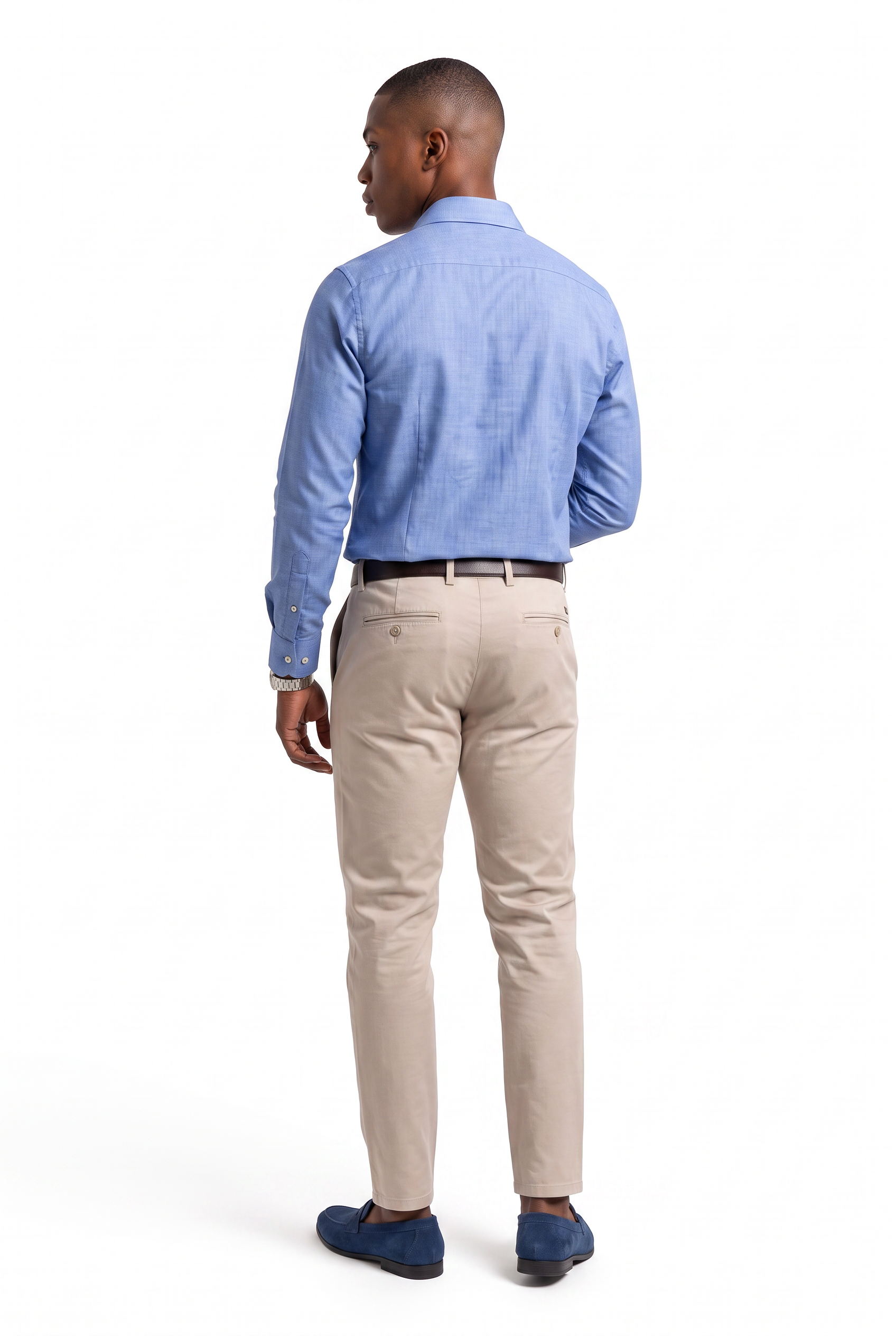 Sky Blue Button-Down Slim Formal Shirt