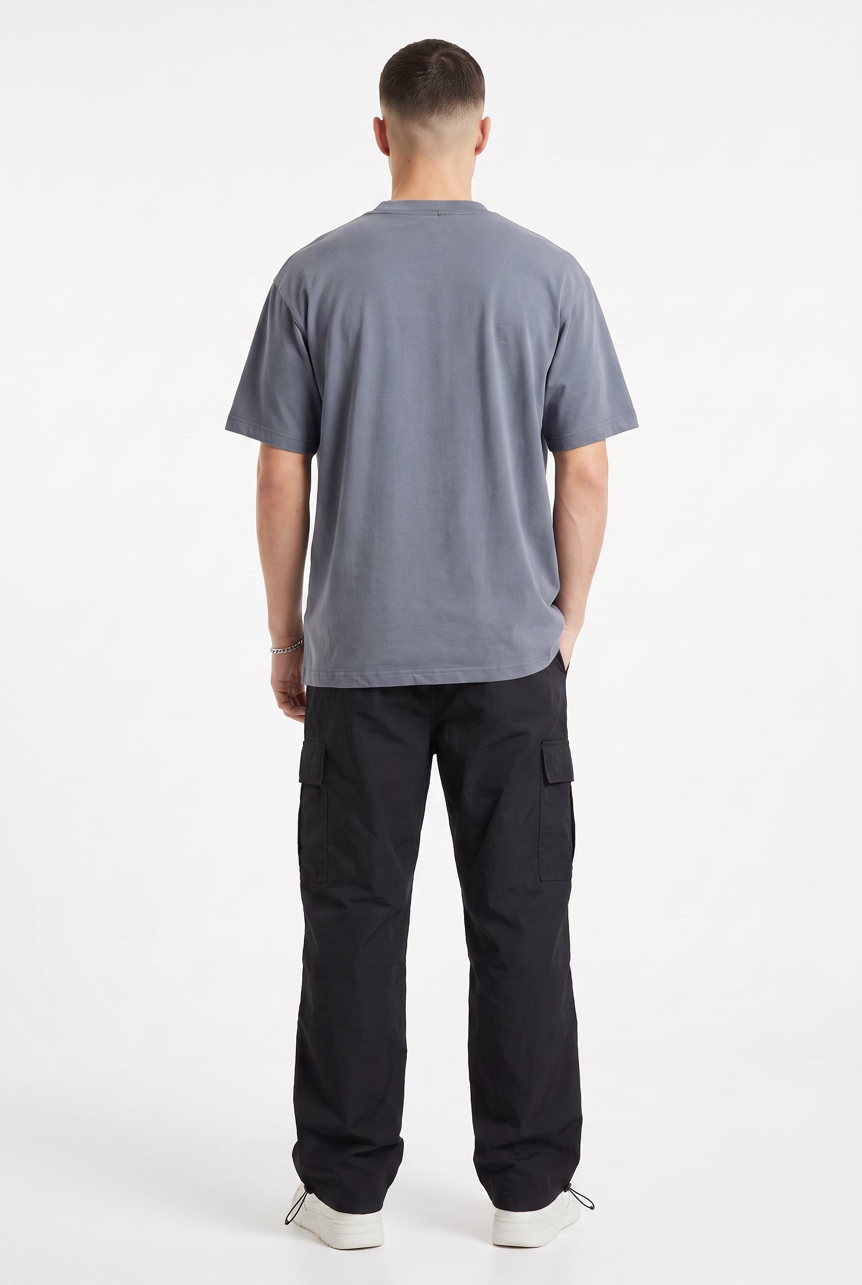 Grey Dropped Shoulder Oversized Tee