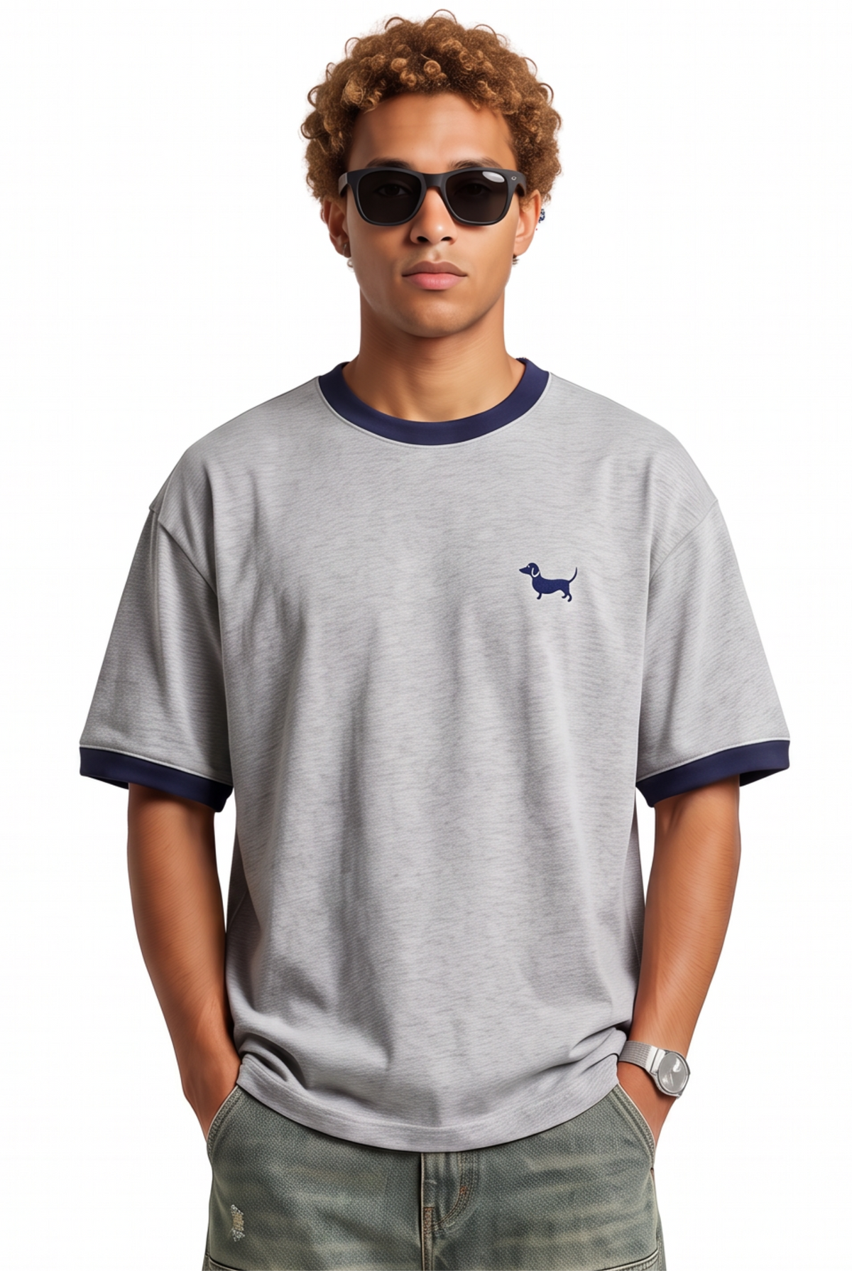 Ringer Grey Oversized T-Shirt