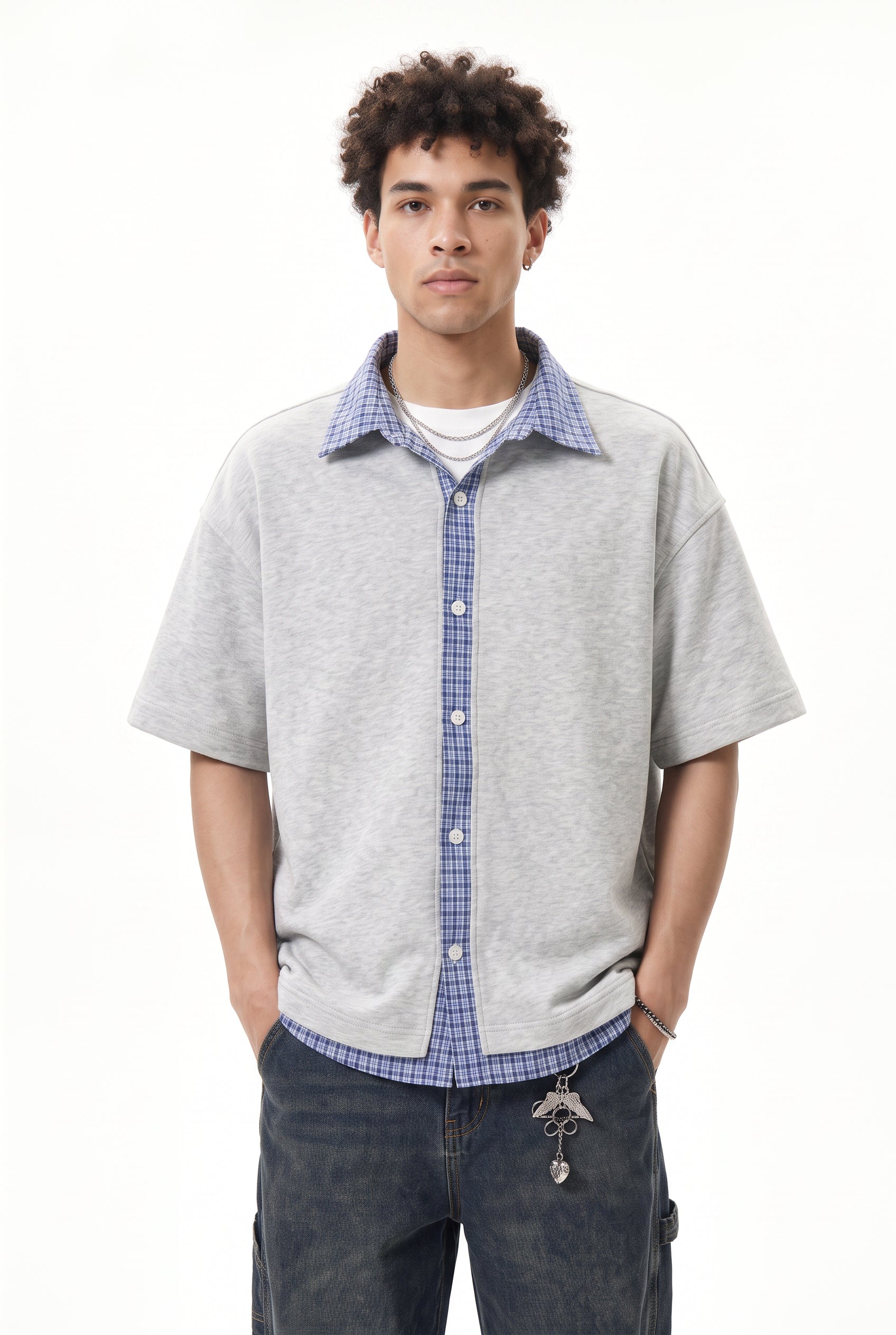 Grey Chest Pocket Casual Shirt
