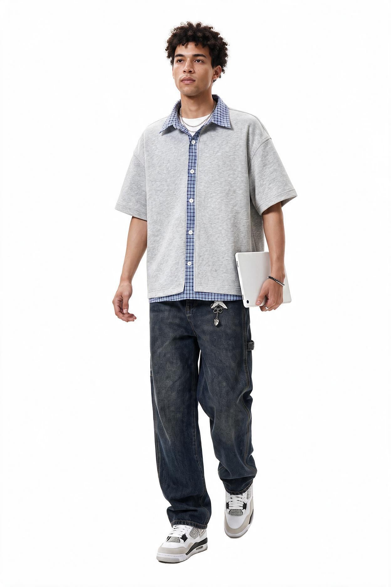 Grey Chest Pocket Casual Shirt