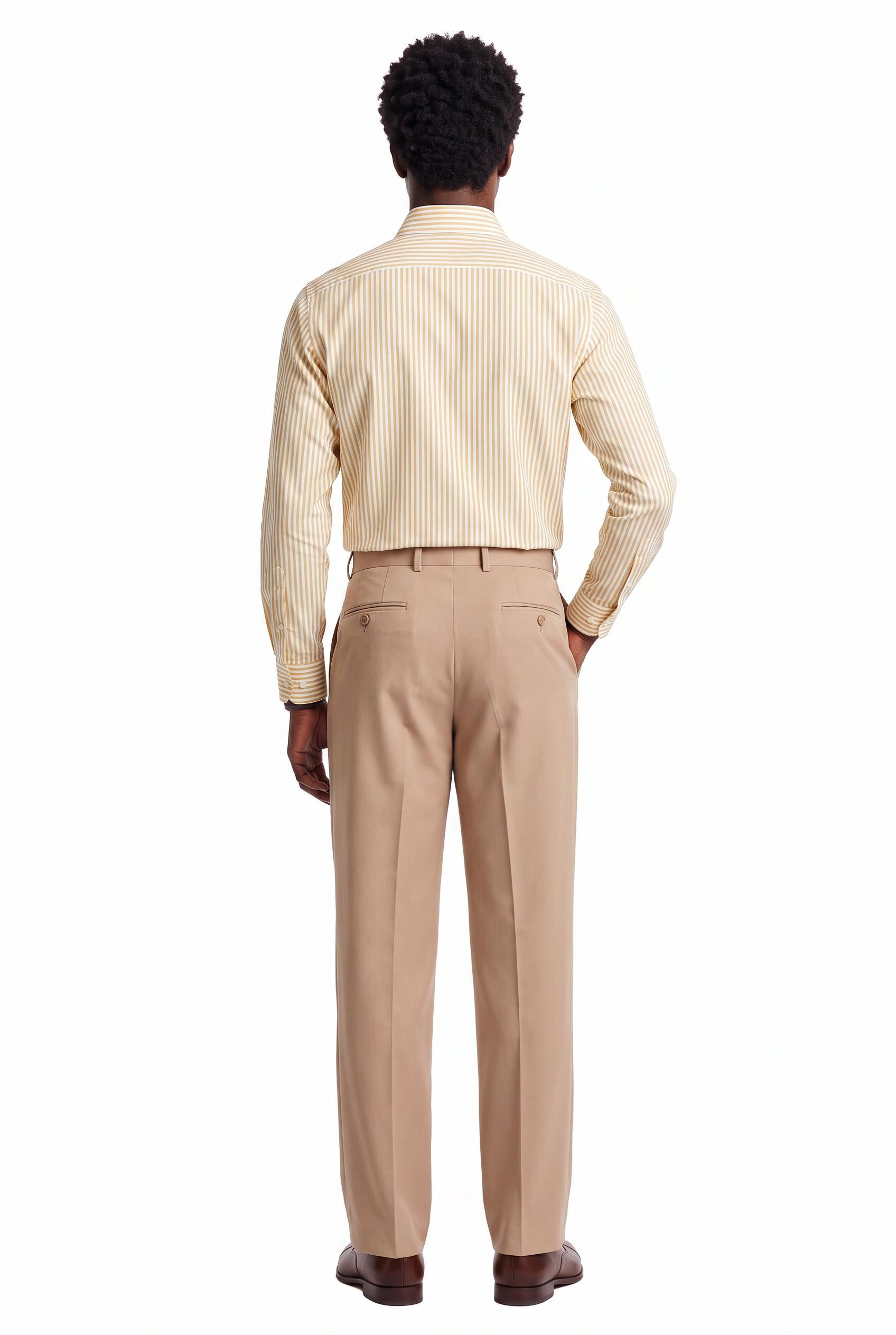 Beige Slim Formal Trousers