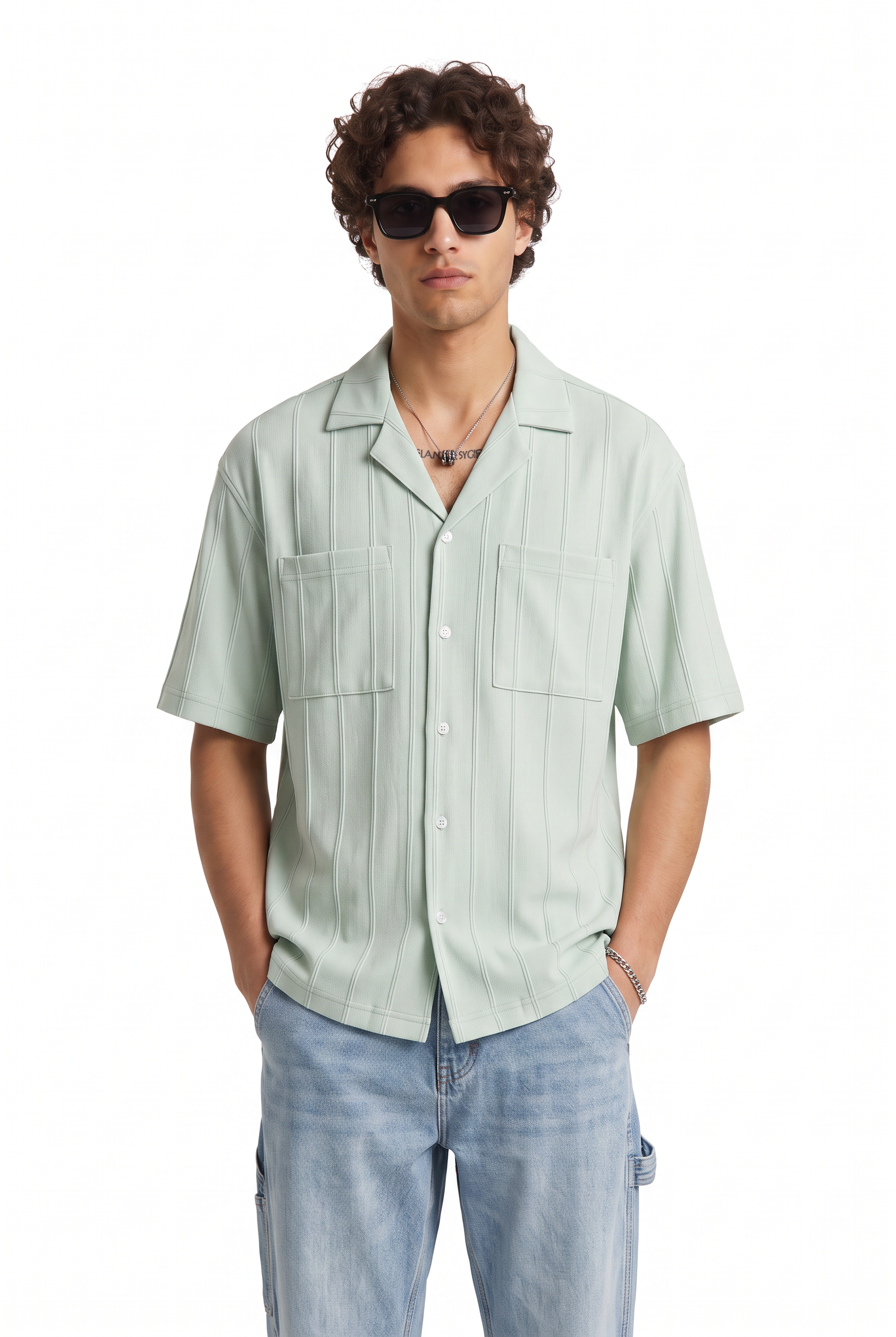 Olive Chest Pocket Casual Shirt
