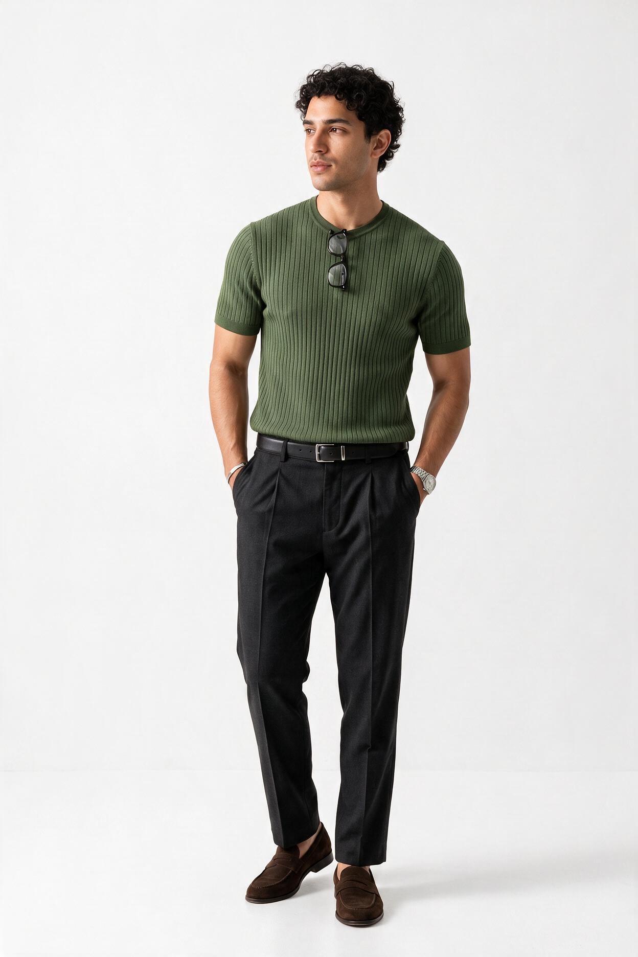 Olive Dropped Shoulder Oversized Tee
