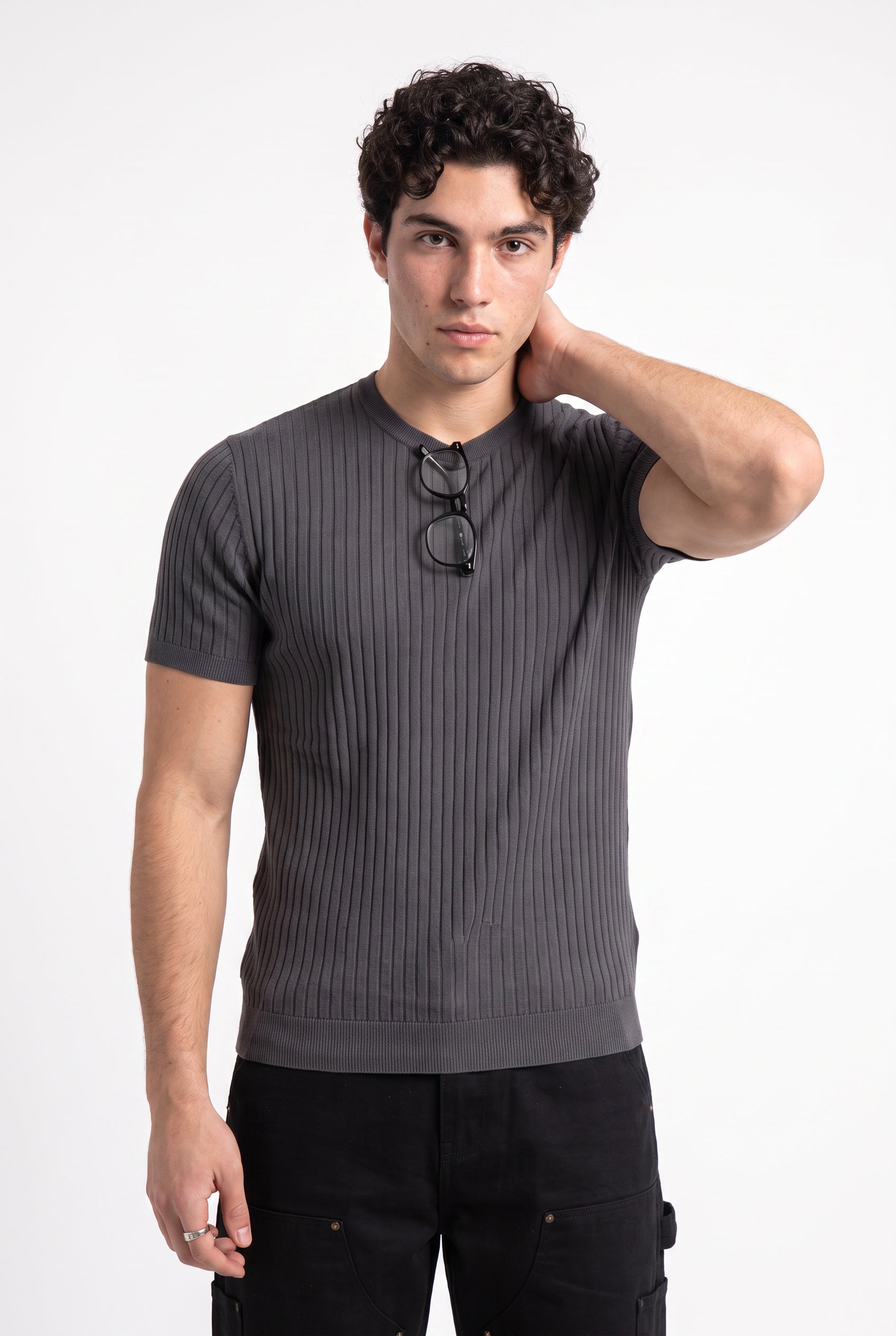 Grey Dropped Shoulder Oversized Tee
