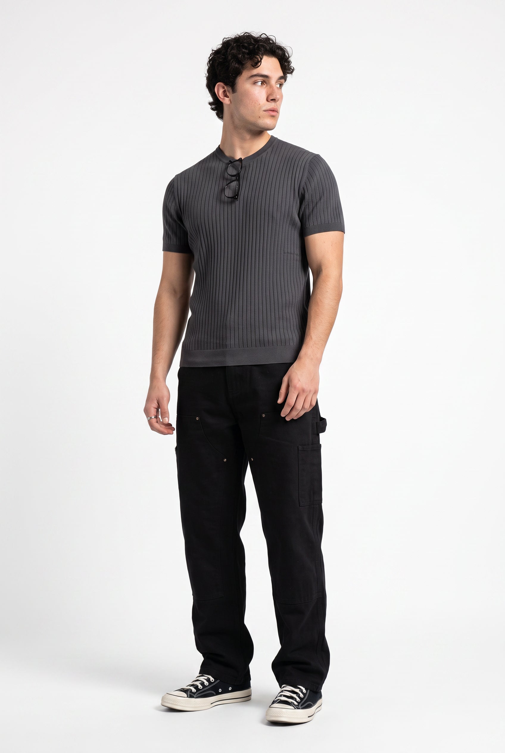 Grey Dropped Shoulder Oversized Tee