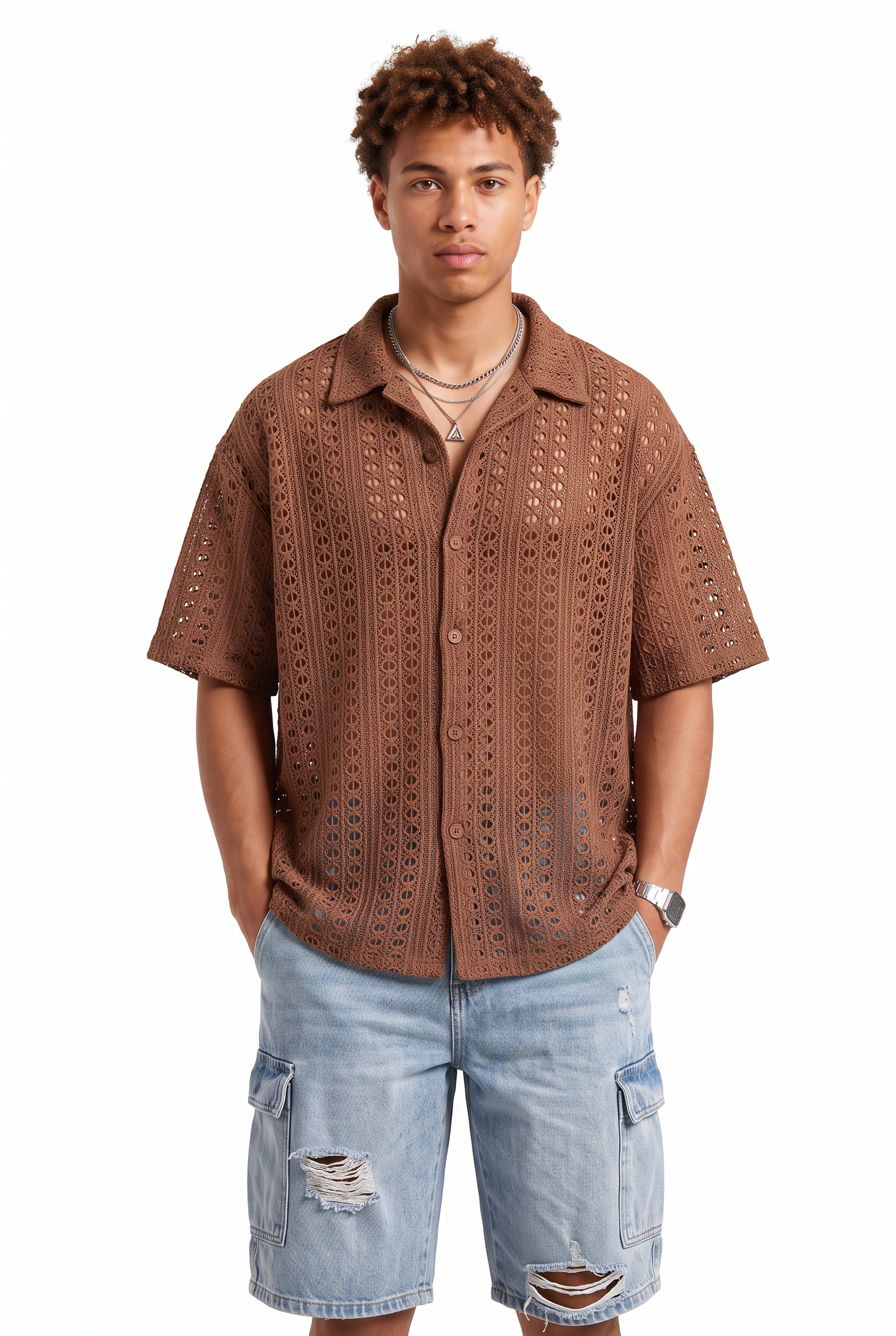 Brown Chest Pocket Casual Shirt