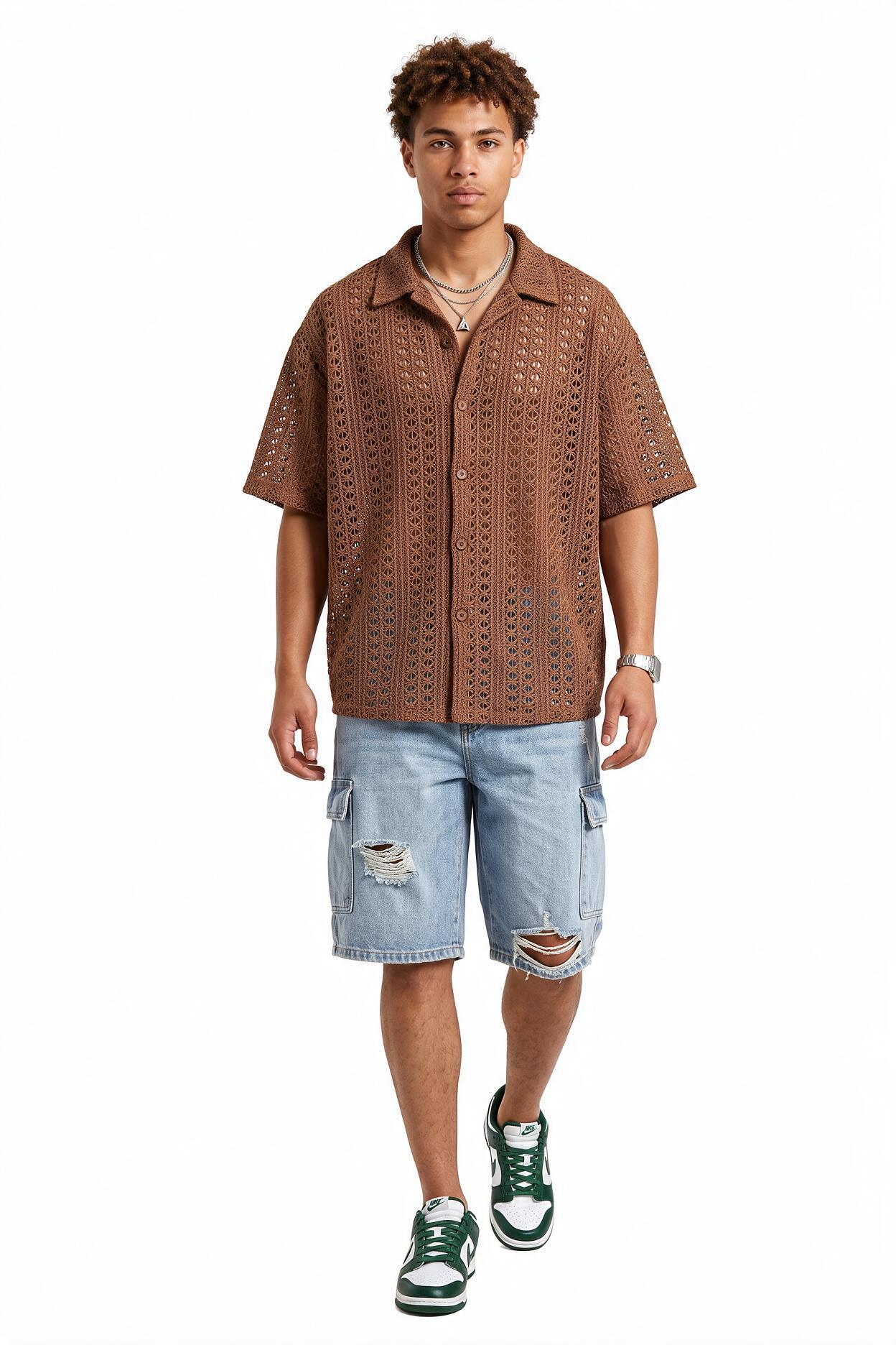 Brown Chest Pocket Casual Shirt