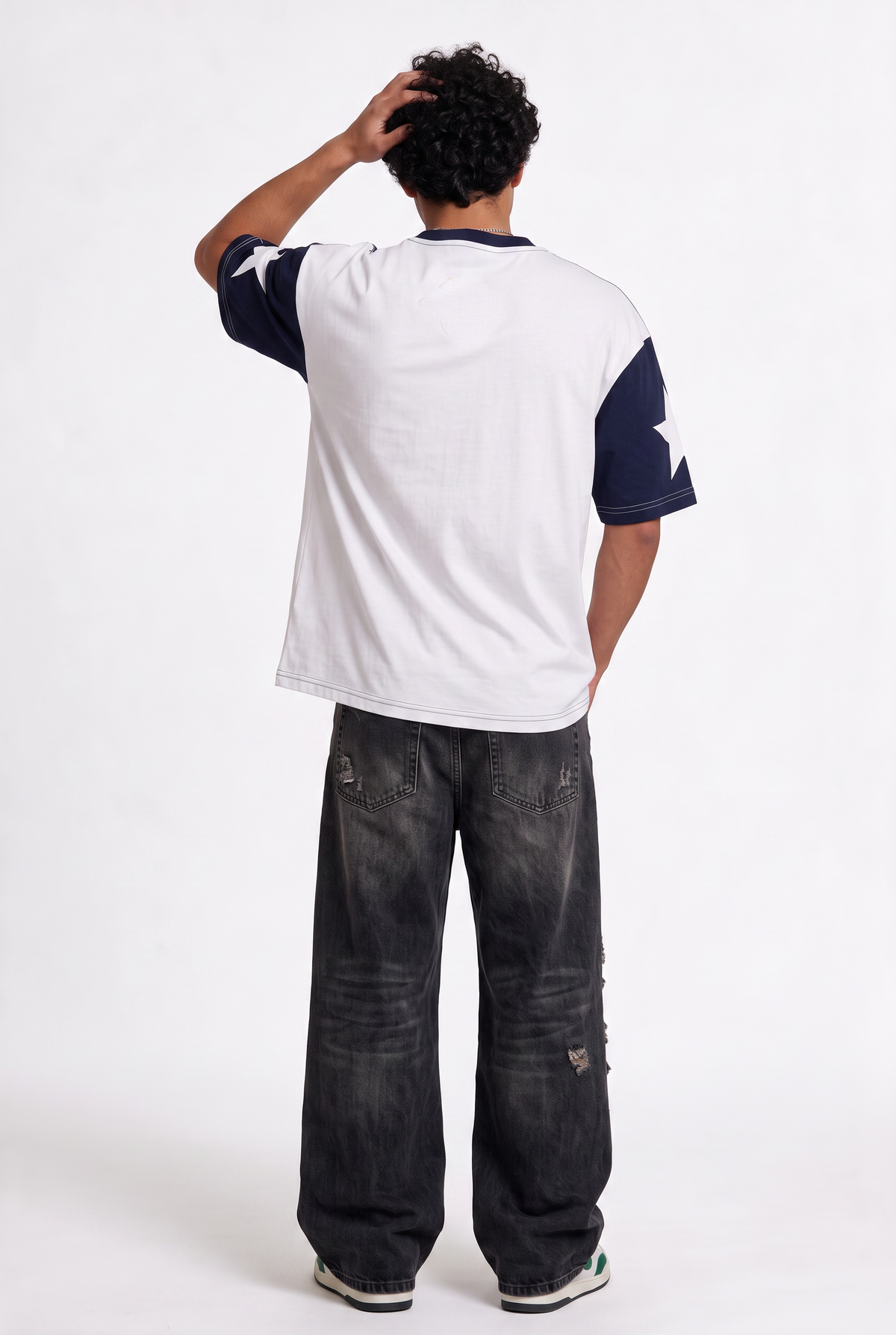 Star Print Navy Oversized T-Shirt