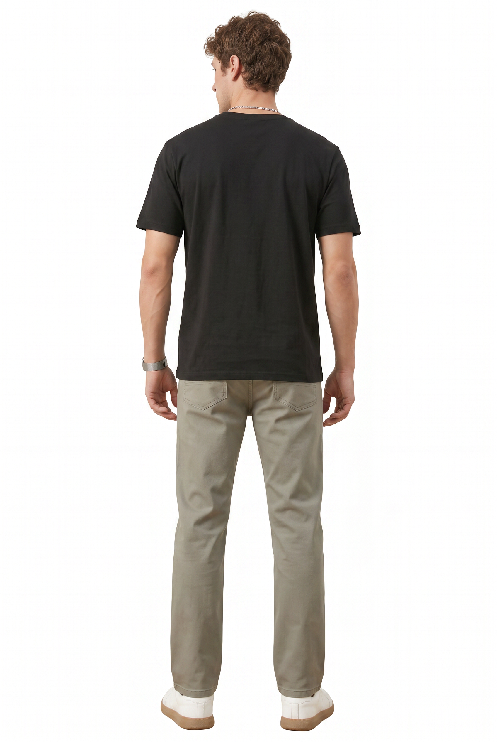 Beige Flat Front Slim Formal Trousers