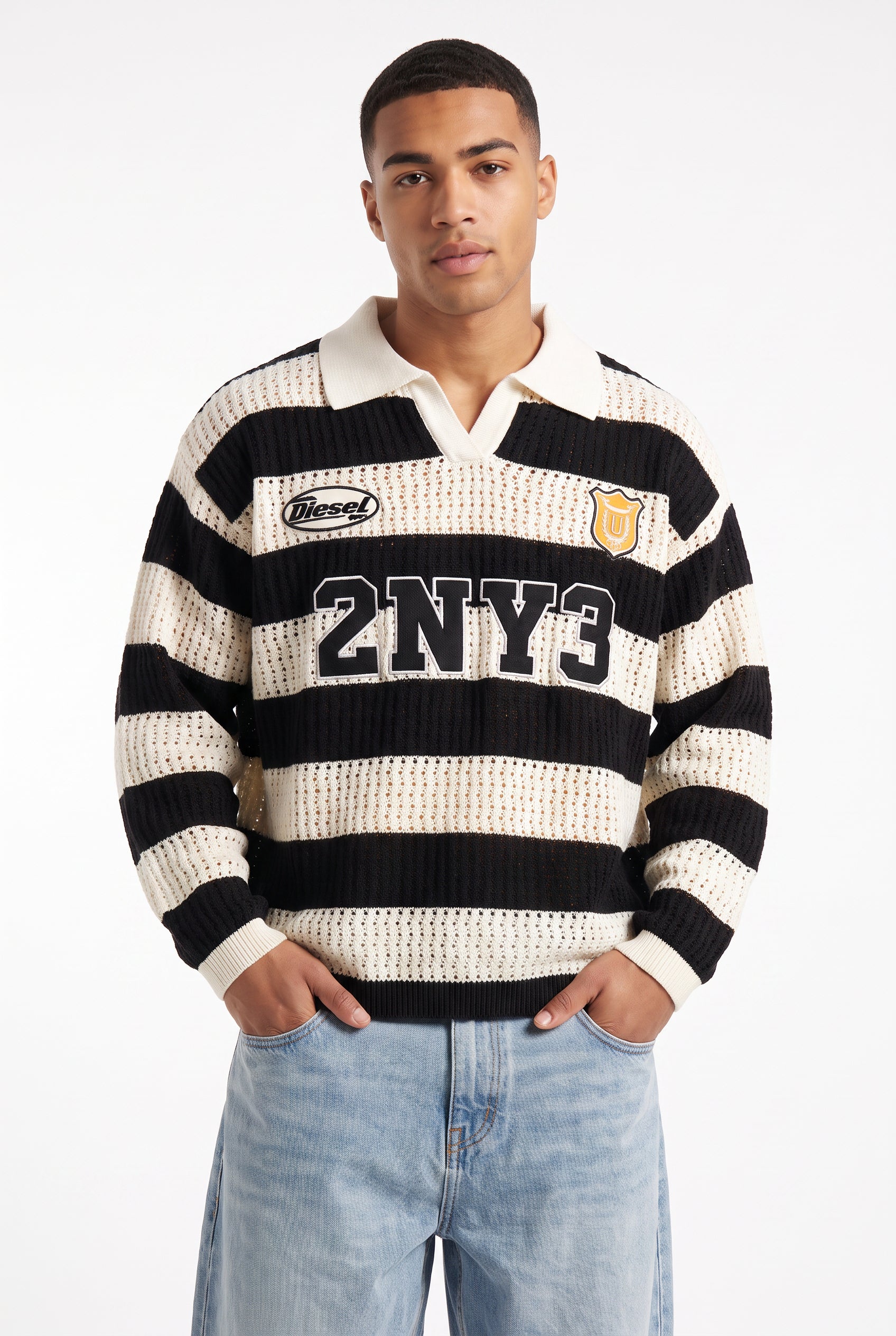 Black Ribbed Crew Neck Sweater