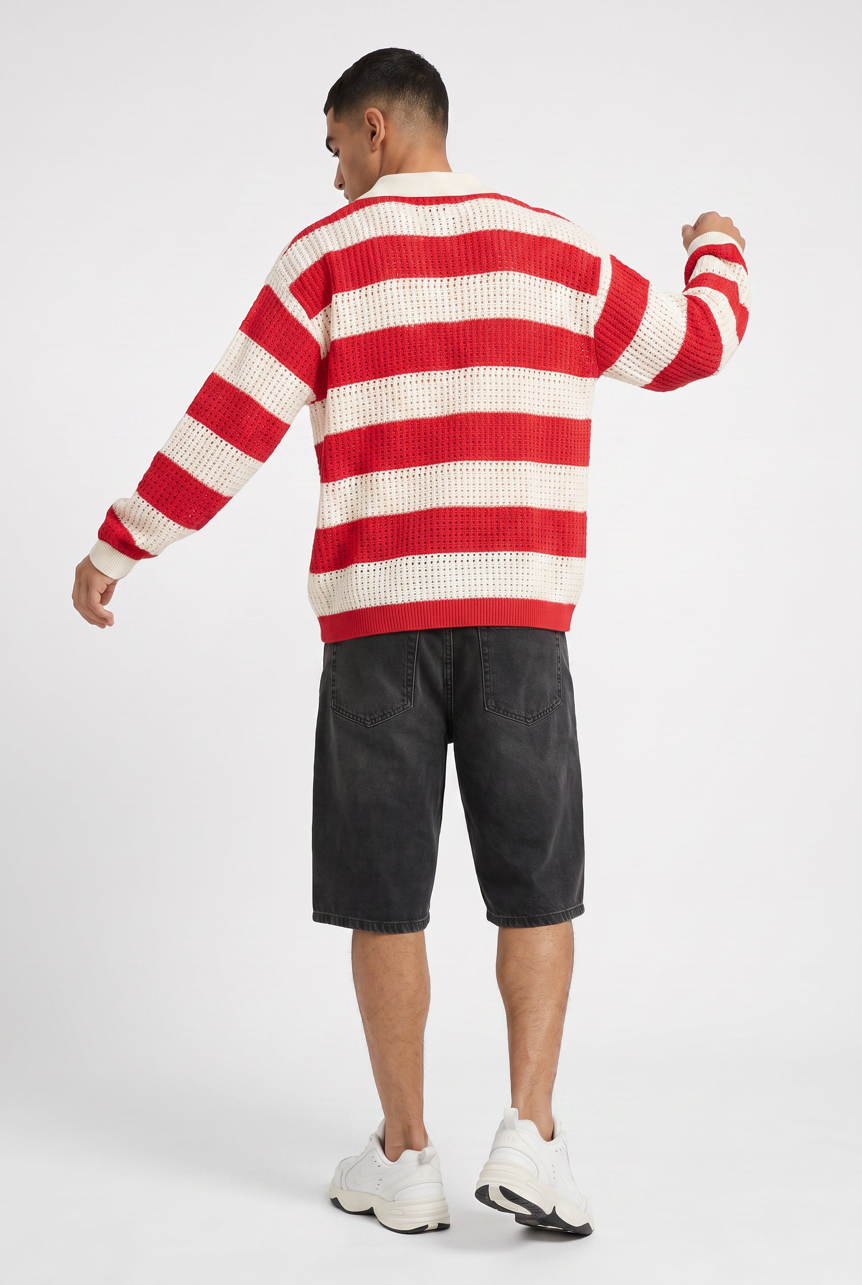 Red Ribbed Crew Neck Sweater