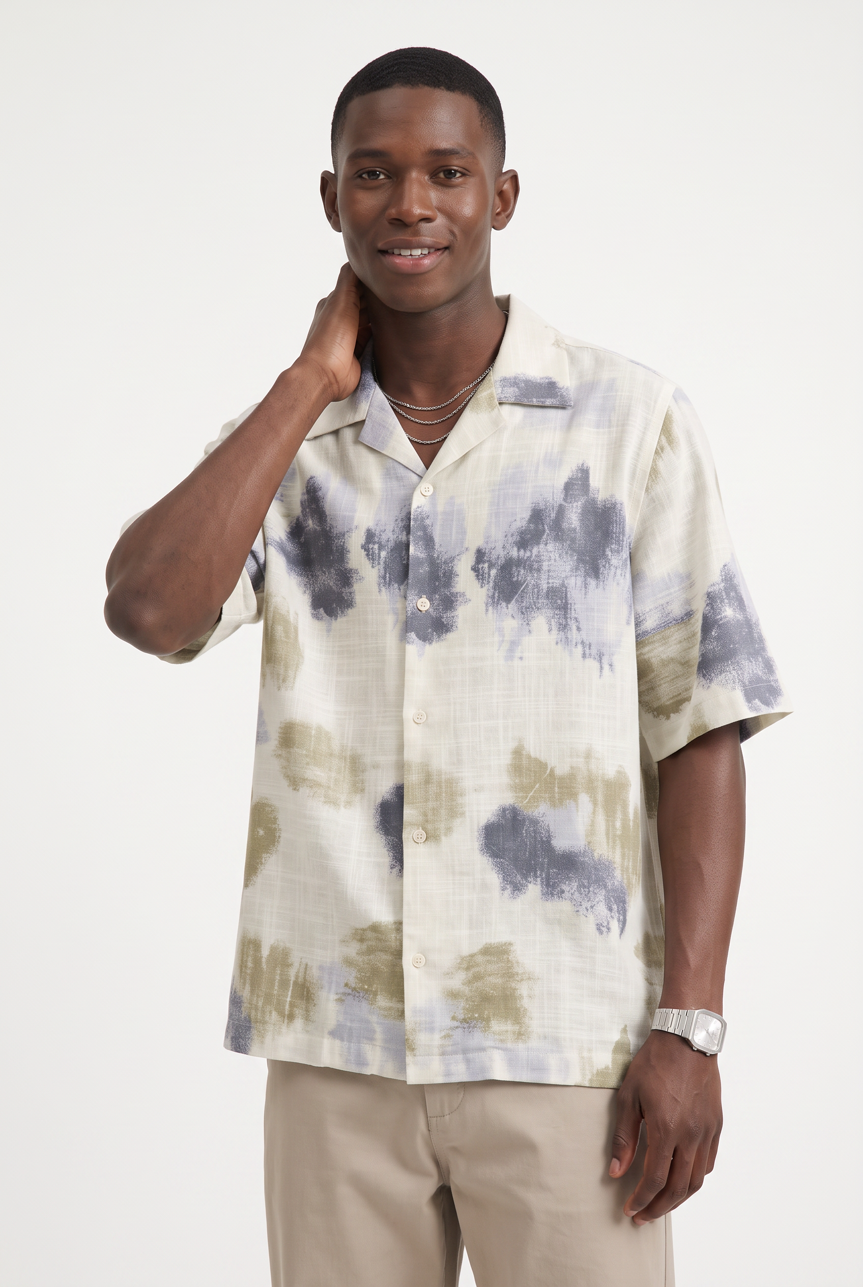 Cream Chest Pocket Casual Shirt