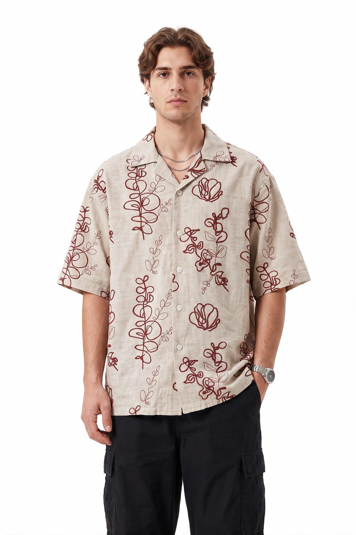 Cream Chest Pocket Casual Shirt