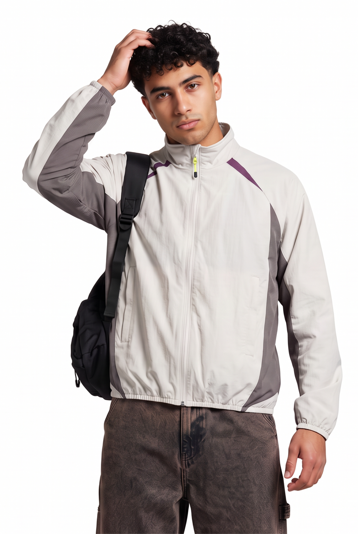 Colorblock Grey Windbreaker Jacket