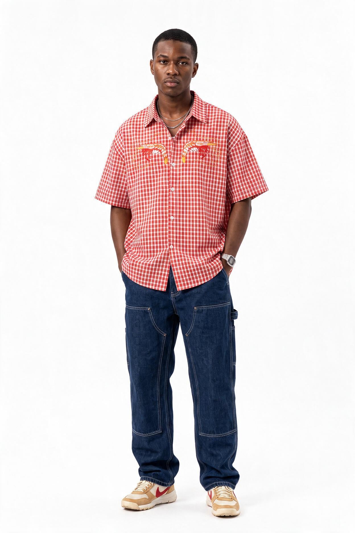 Red Chest Pocket Casual Shirt