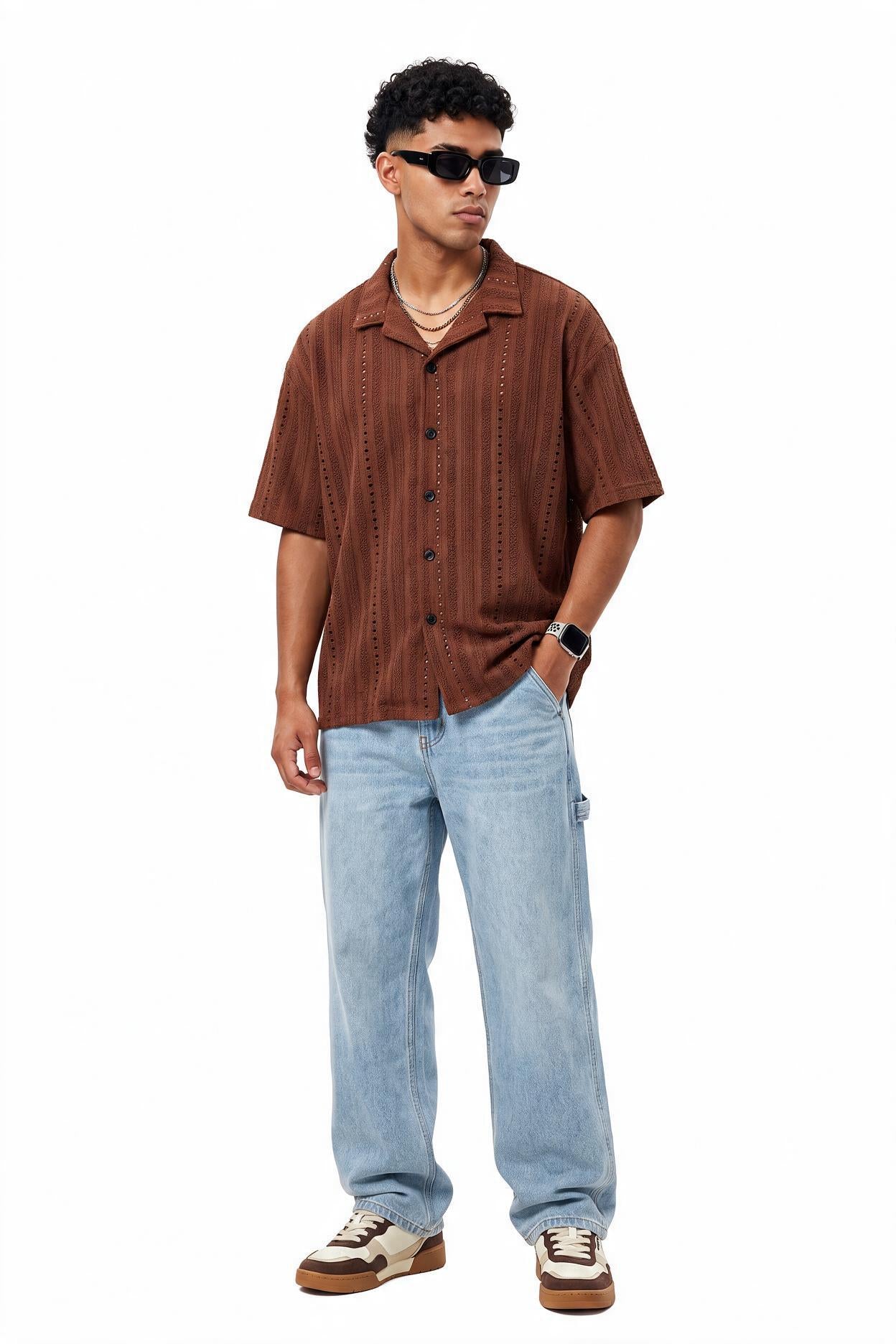 Brown Chest Pocket Casual Shirt