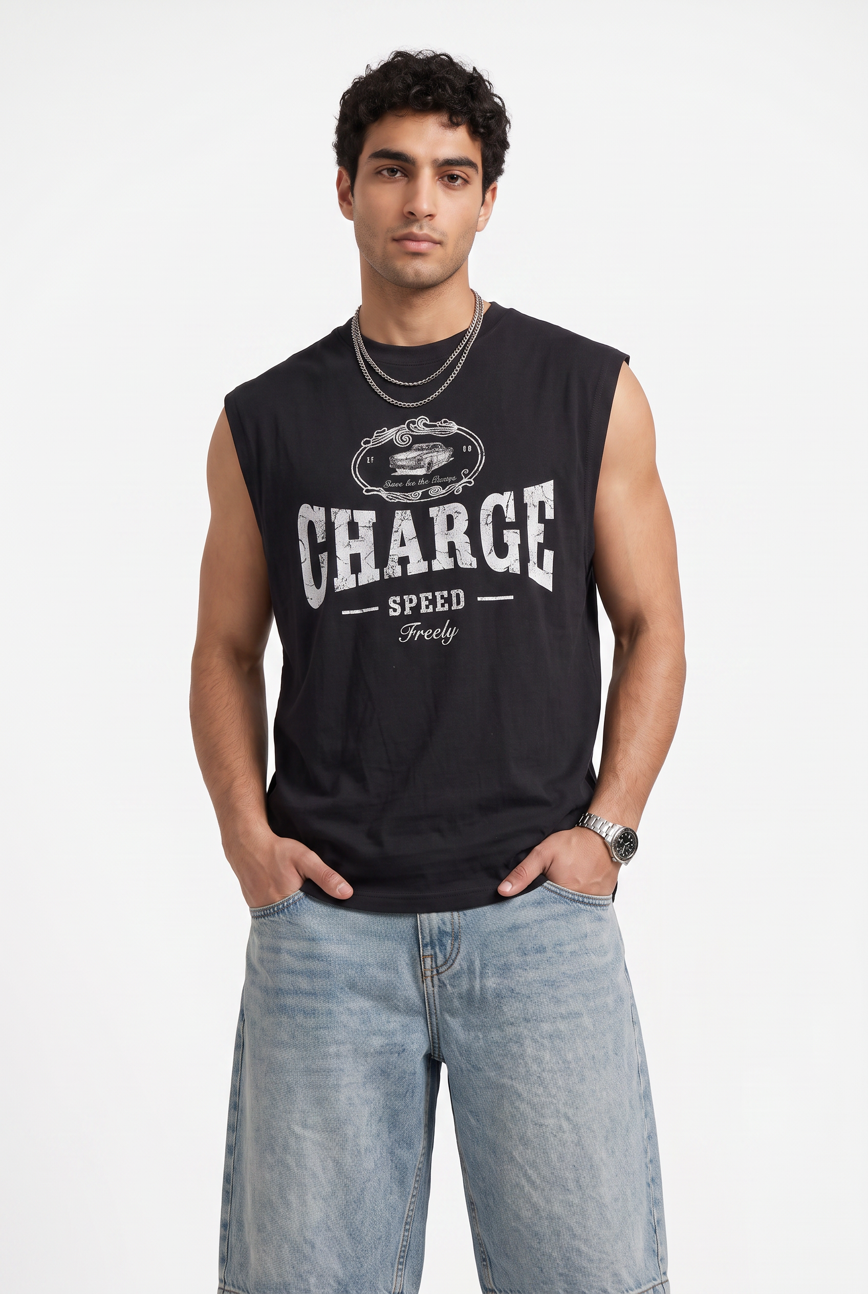 Steel Blue Oversized Crew Neck Tee