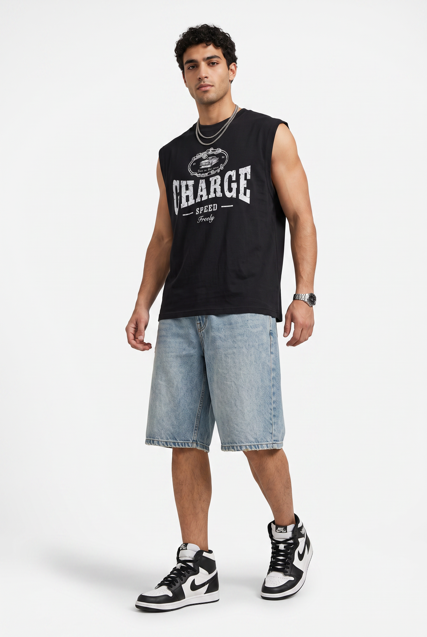 Steel Blue Oversized Crew Neck Tee