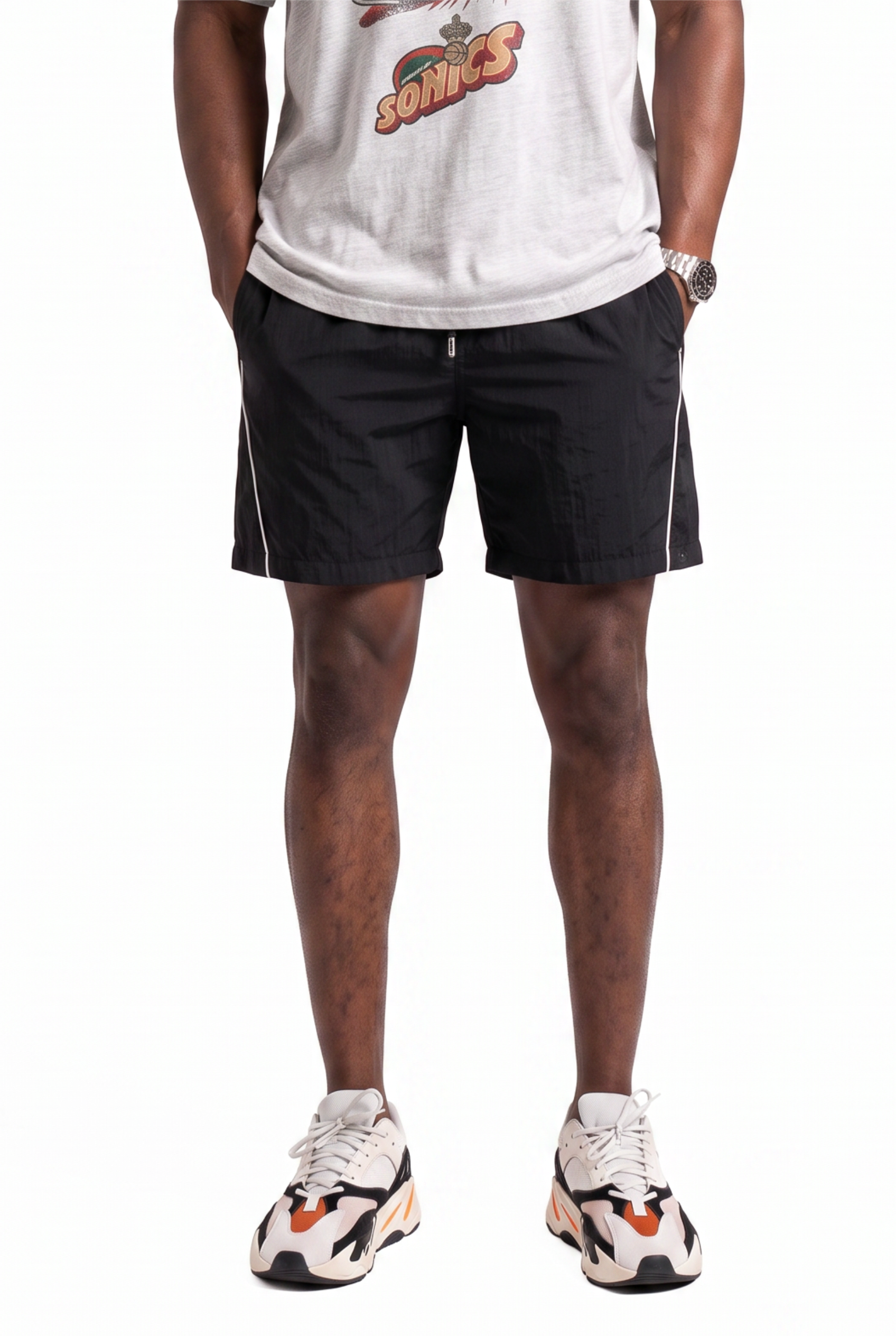 Black Drawstring Regular Shorts