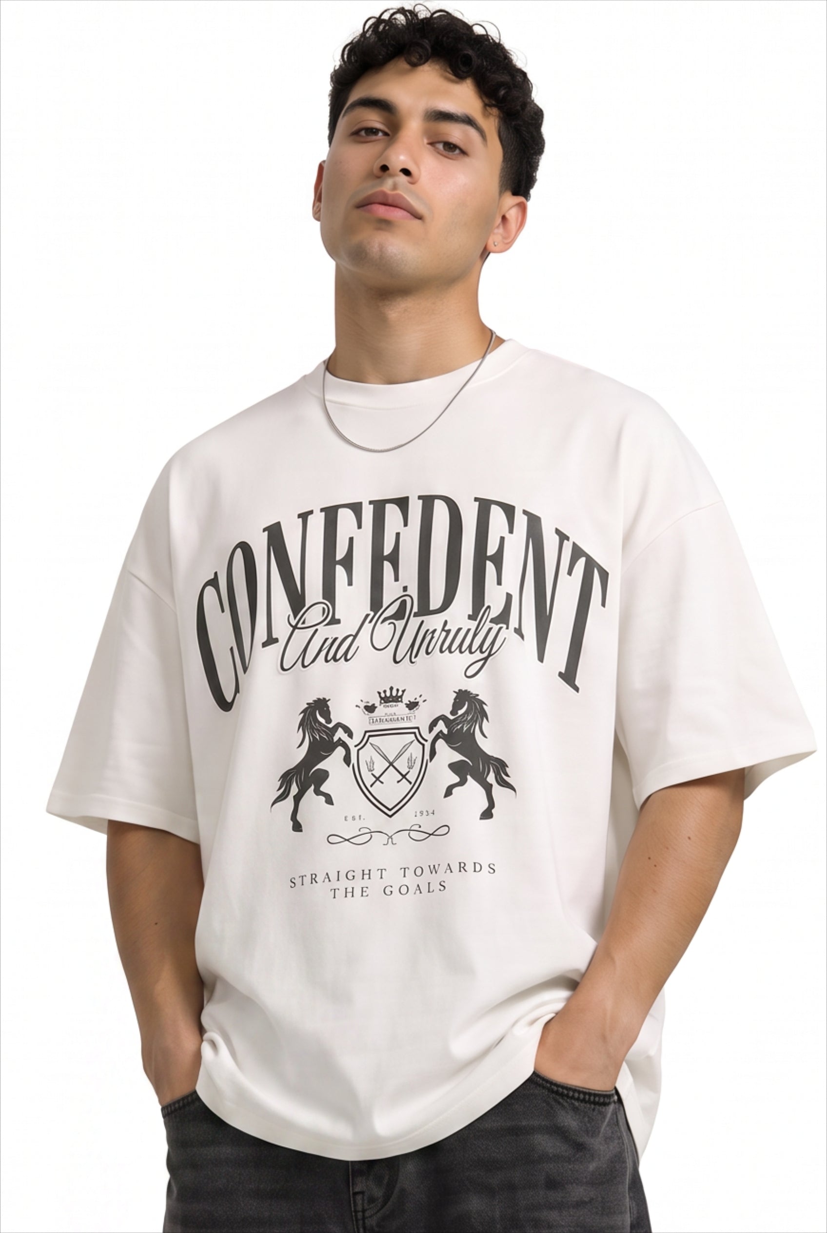 White Dropped Shoulder Oversized Tee