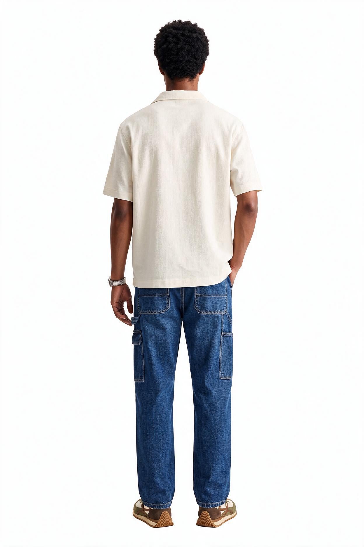 Cream Chest Pocket Casual Shirt