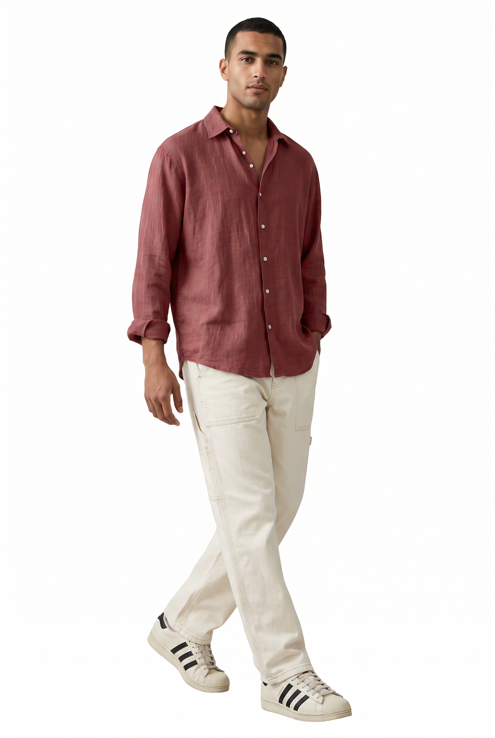 Maroon Chest Pocket Casual Shirt