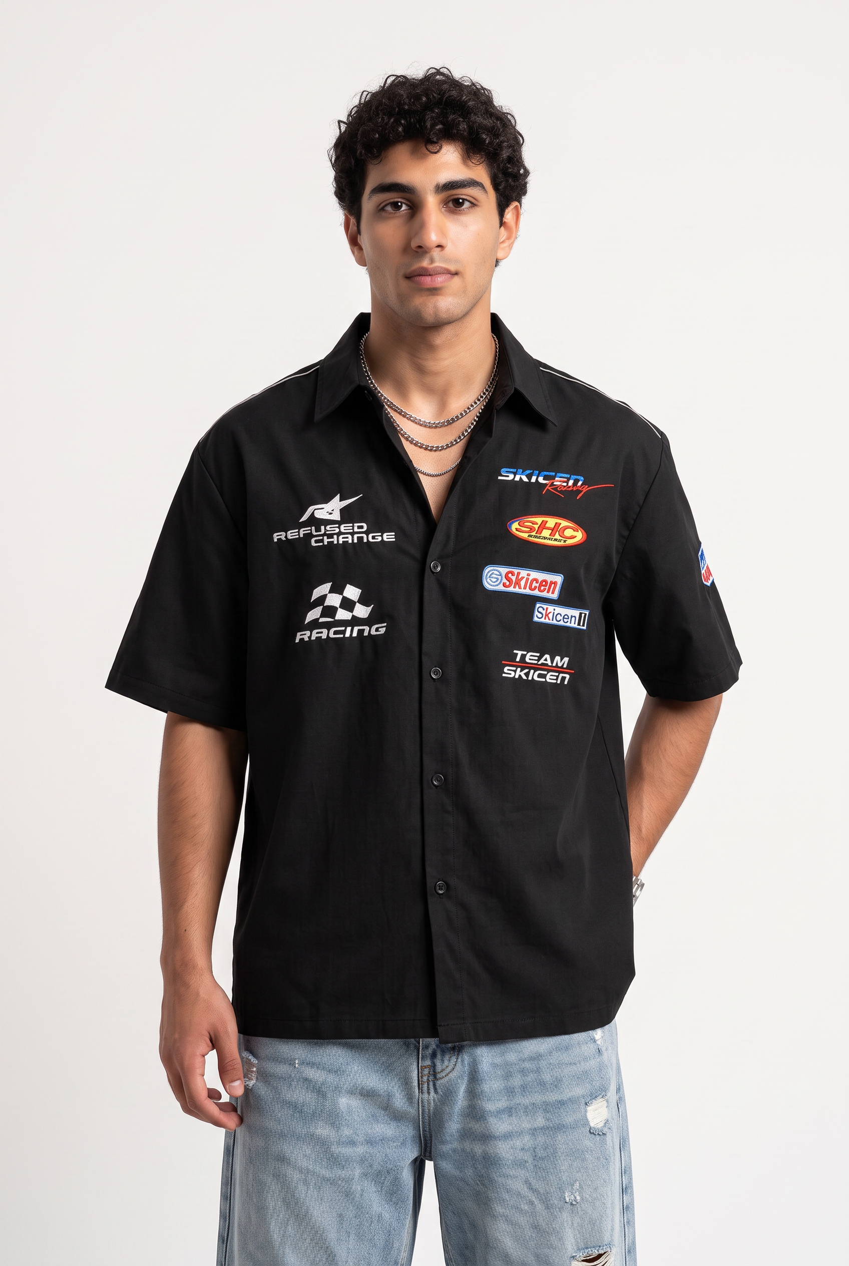 Black Chest Pocket Casual Shirt